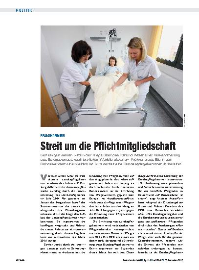 Vorschauseite 1: Pflegekammern: Streit um die Pflichtmitgliedschaft