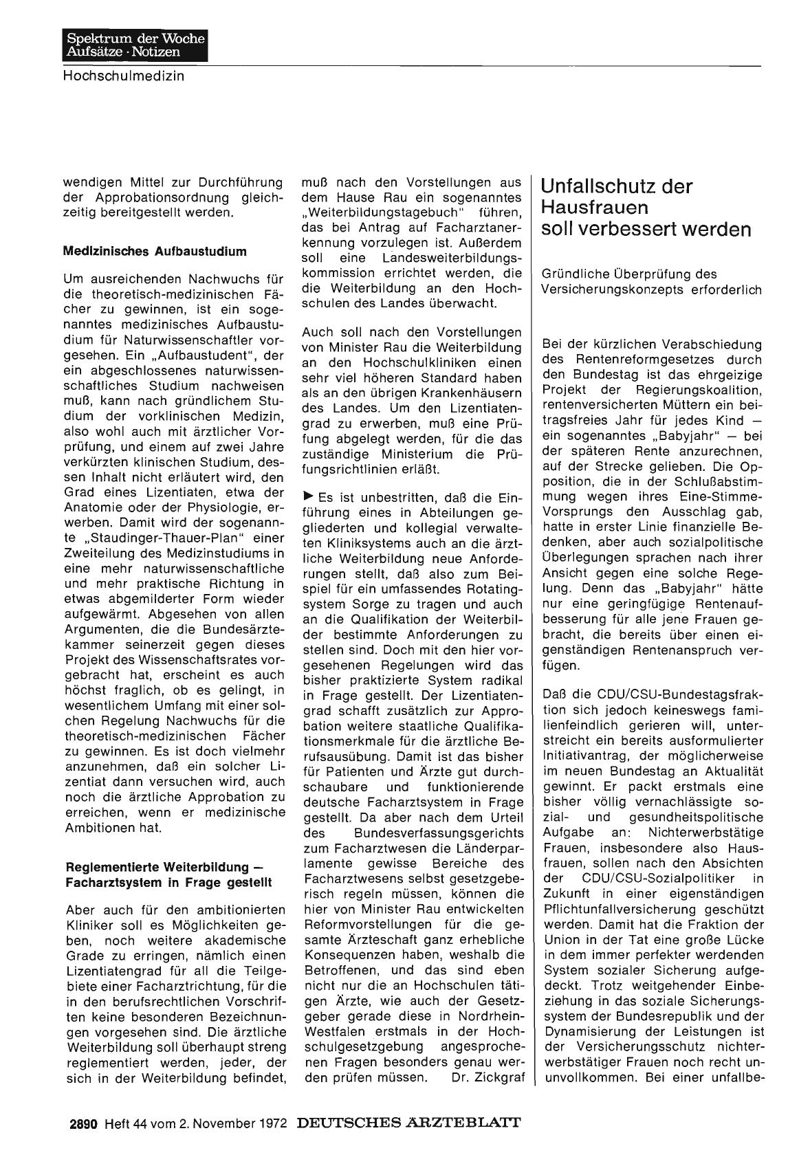 Vorschauseite 1: Unfallschutz der Hausfrauen soll verbessert werden