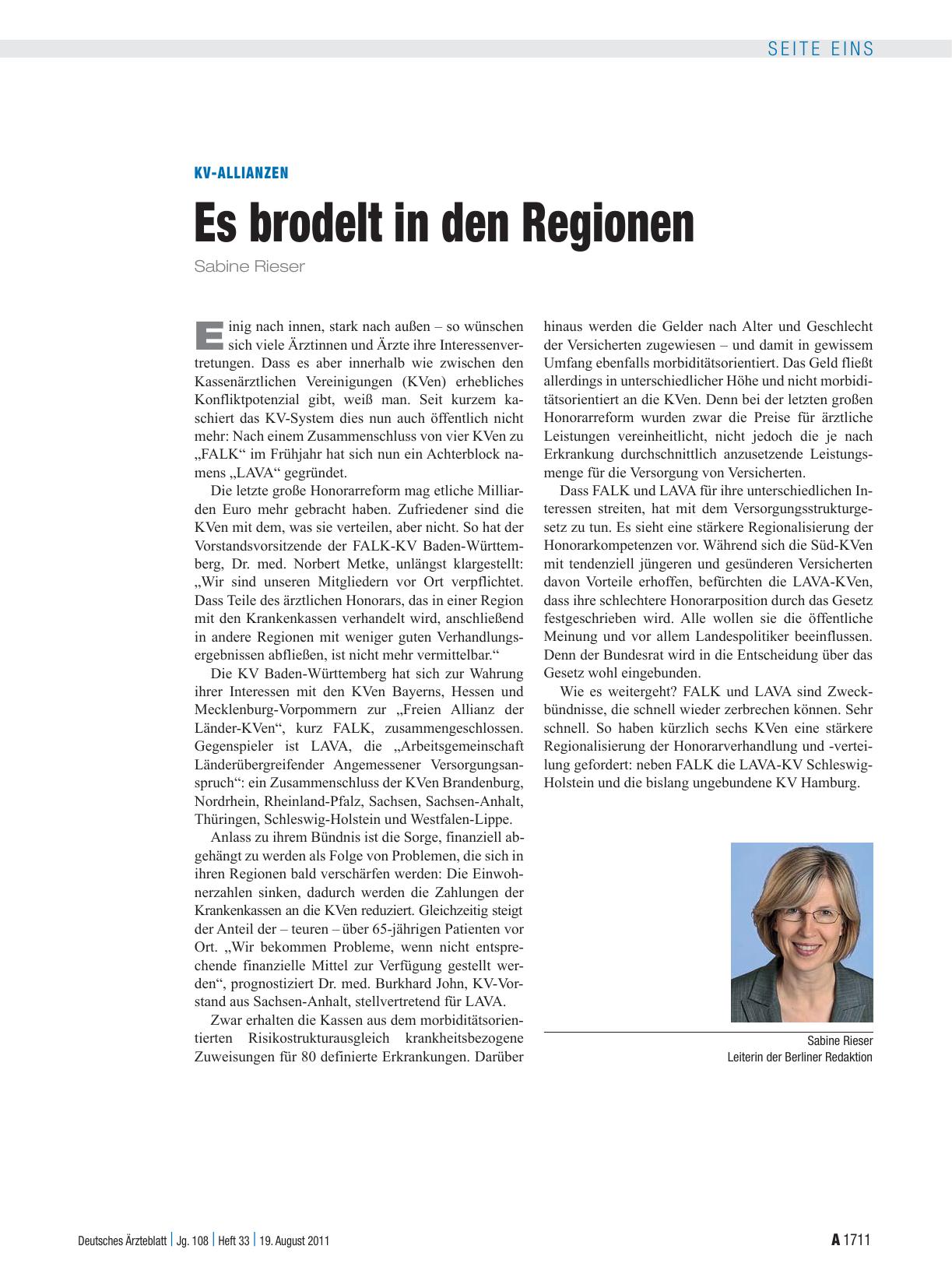 Vorschauseite 1: KV-Allianzen: Es brodelt in den Regionen