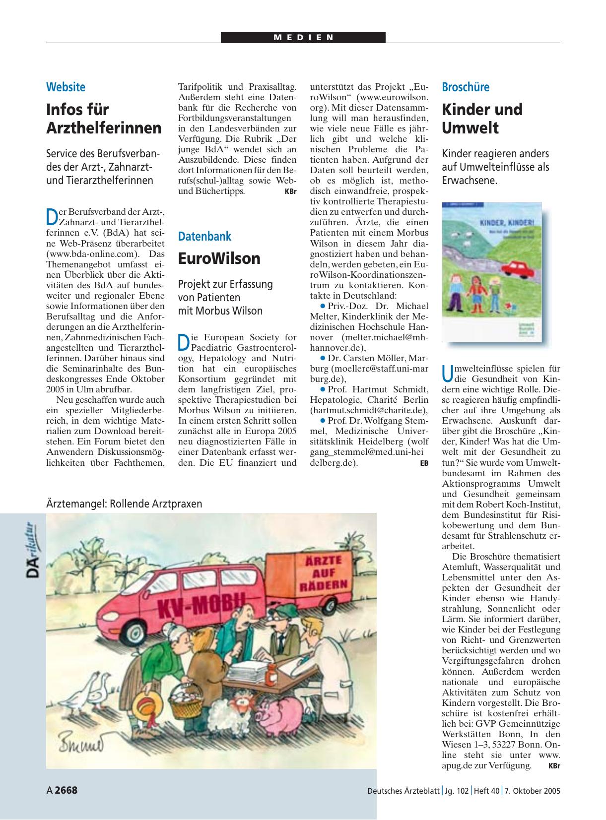 Vorschauseite 1: Website: Infos für Arzthelferinnen