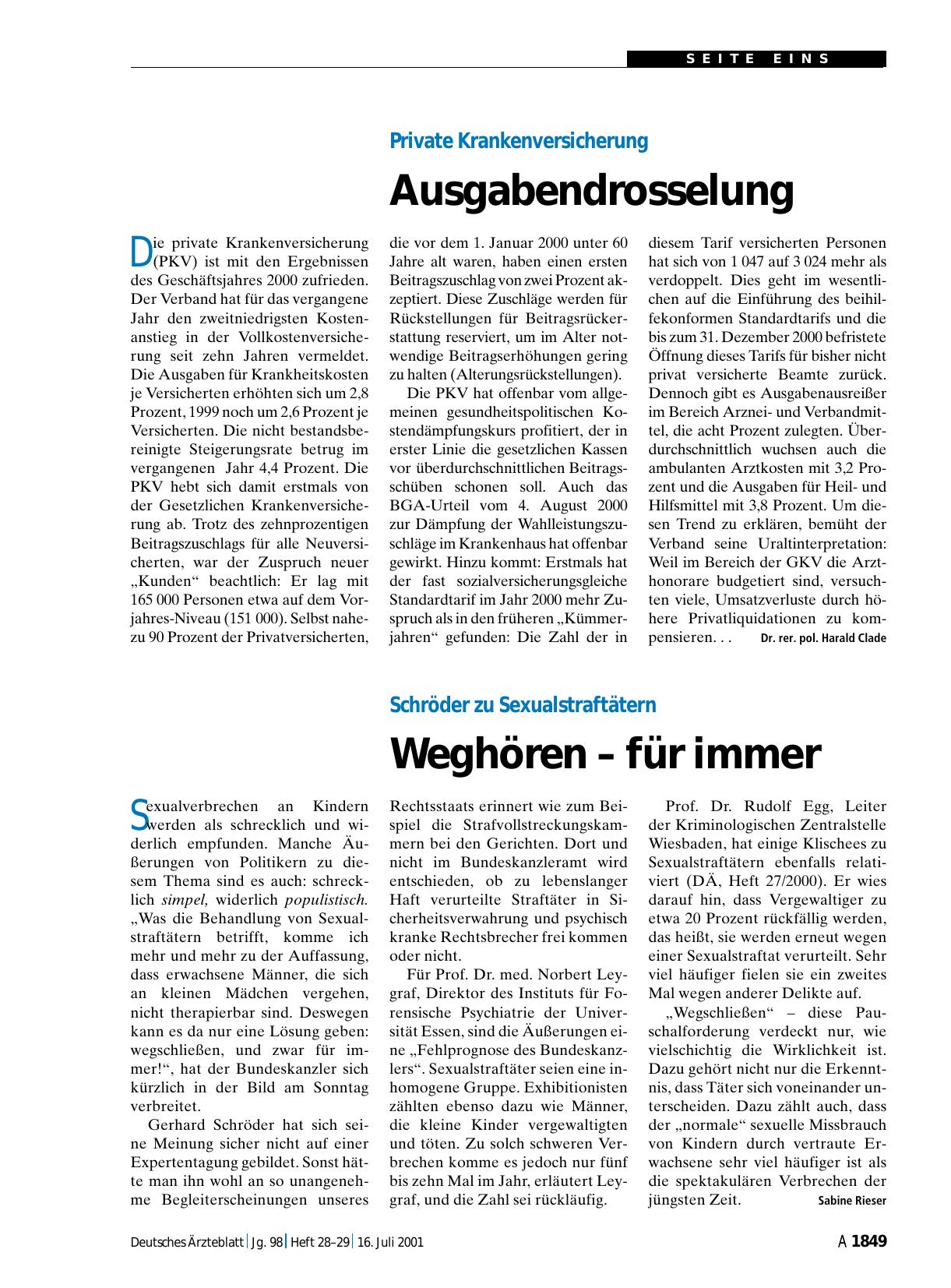 Vorschauseite 1: Private Krankenversicherung: Ausgabendrosselung