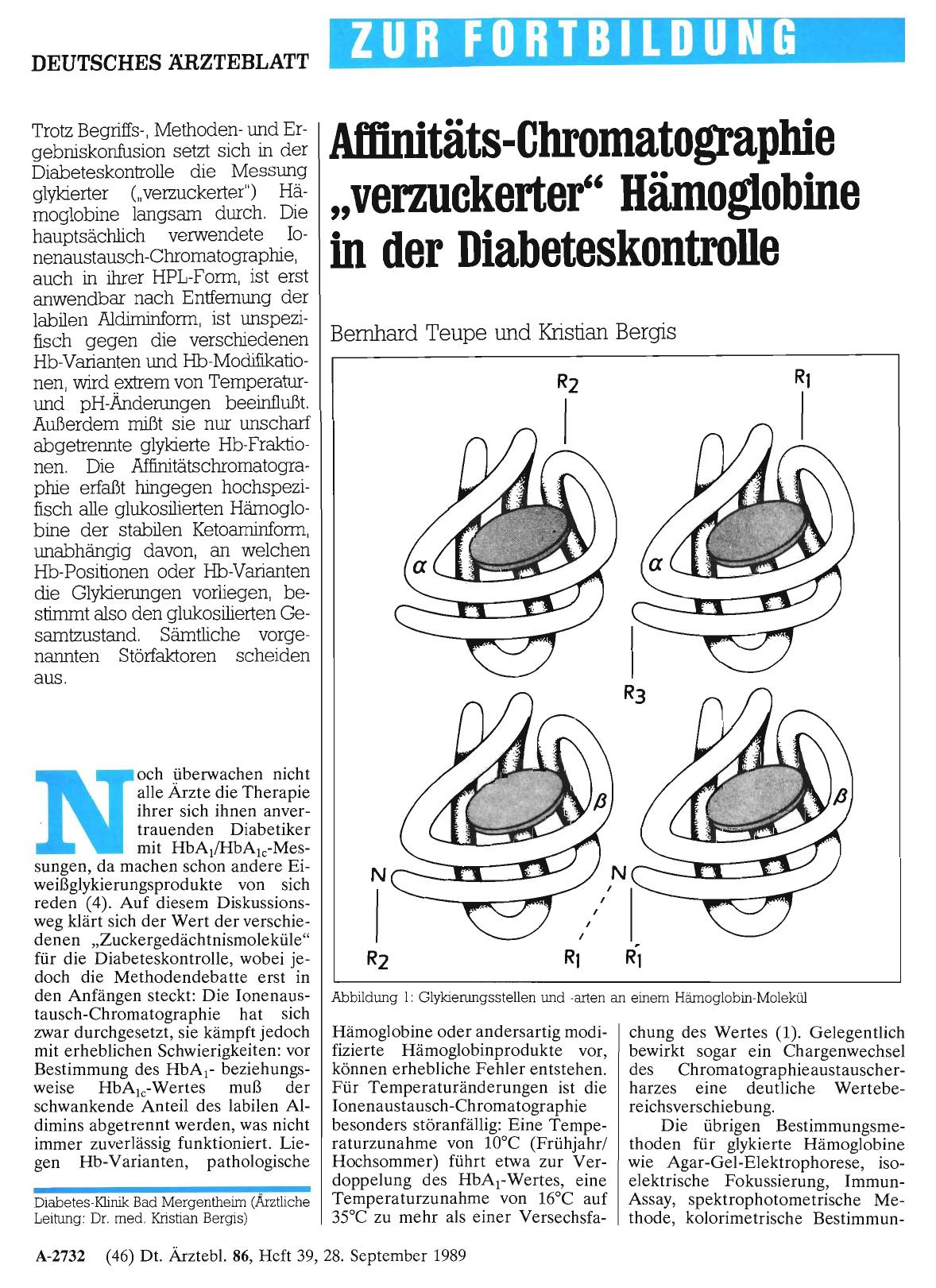 Vorschauseite 1: Affinitäts-Chromatographie „verzuckerter“ Hämoglobine in der Diabeteskontrolle