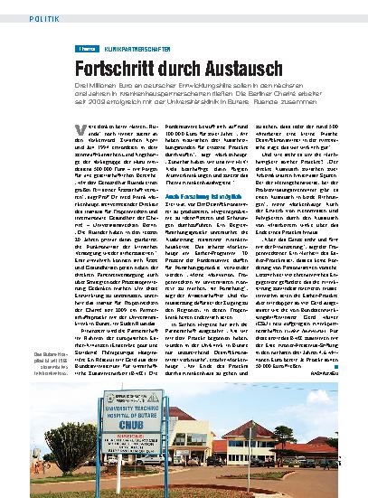 Vorschauseite 1: Klinikpartnerschaften: Fortschritt durch Austausch