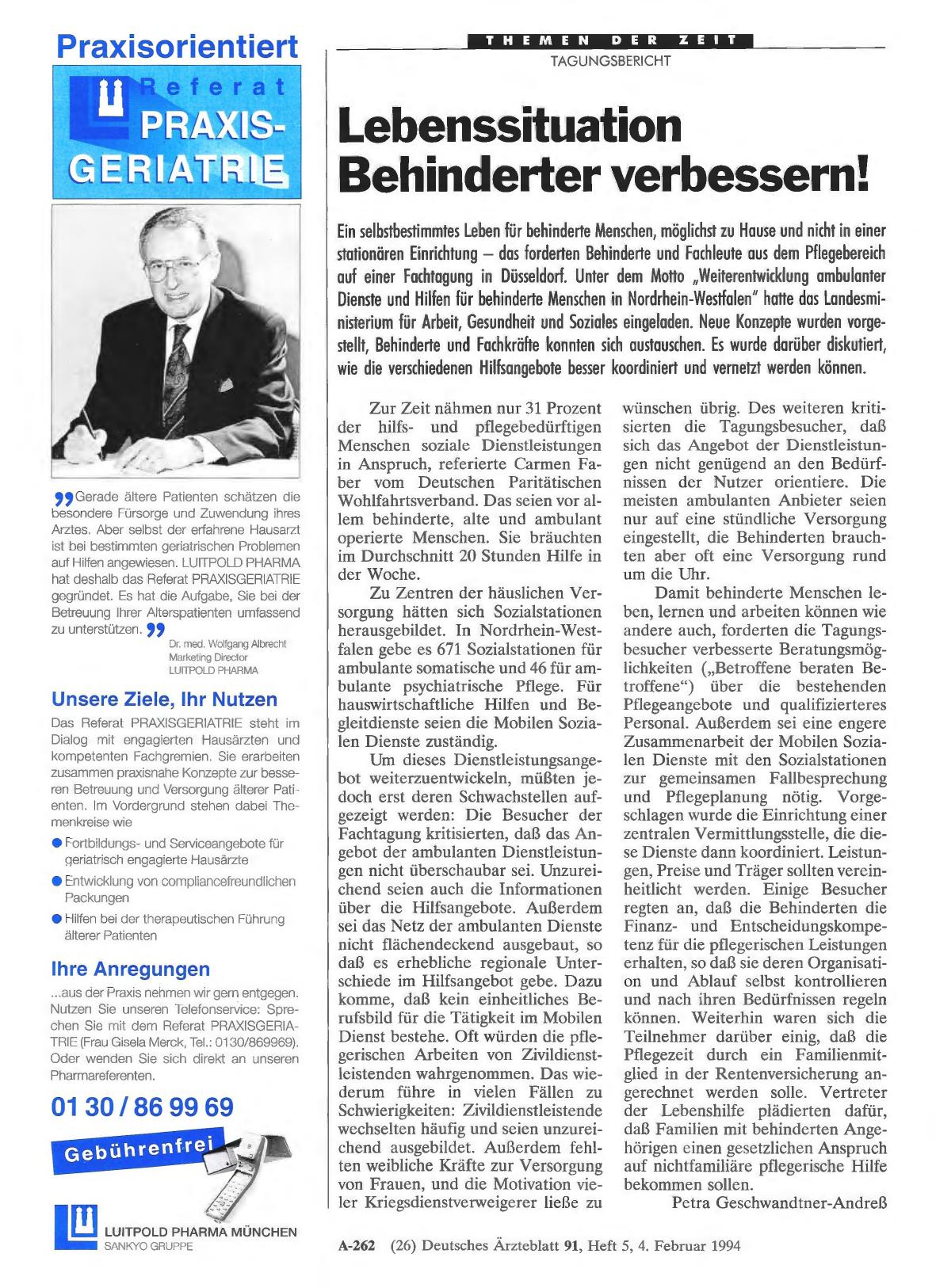 Vorschauseite 1: Lebenssituation Behinderter verbessern!