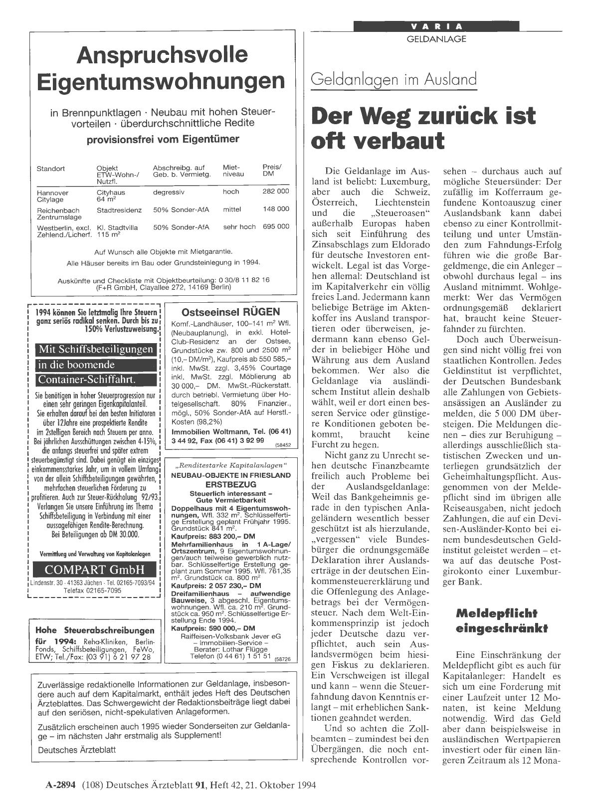 Vorschauseite 1: Geldanlagen im Ausland: Der Weg zurück ist oft verbaut