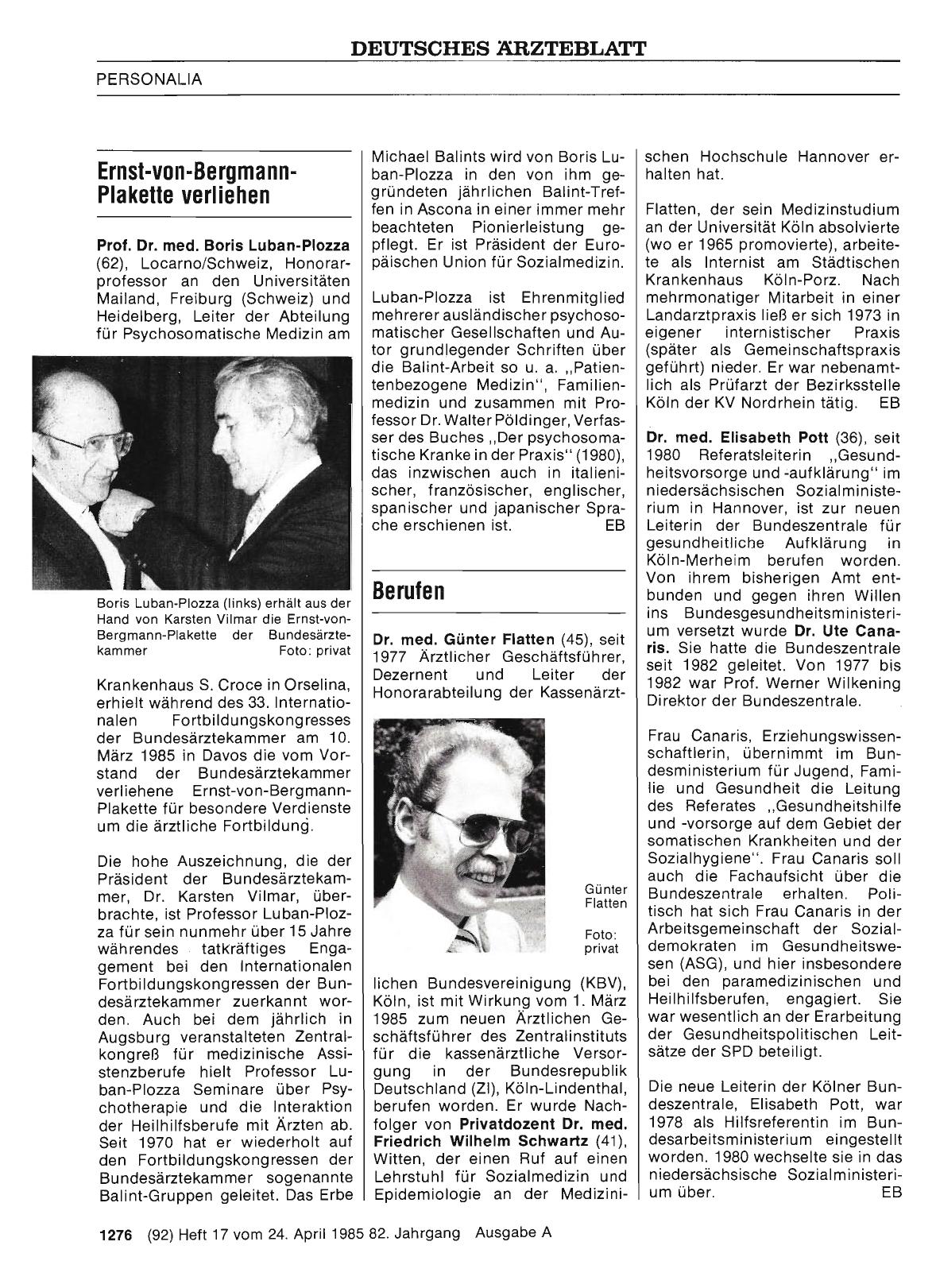 Vorschauseite 1: Ernst-von-Bergmann-Plakette verliehen