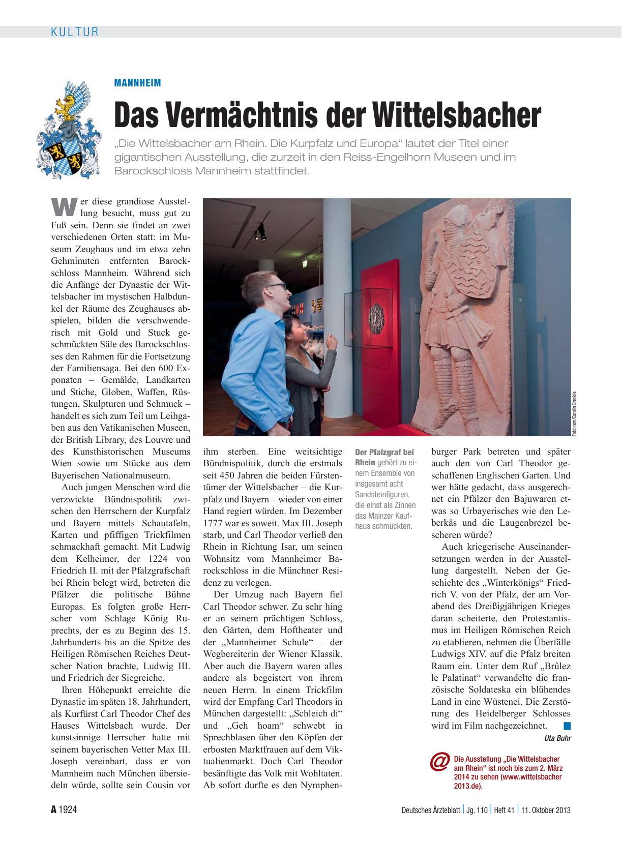 Vorschauseite 1: Mannheim: Das Vermächtnis der Wittelsbacher