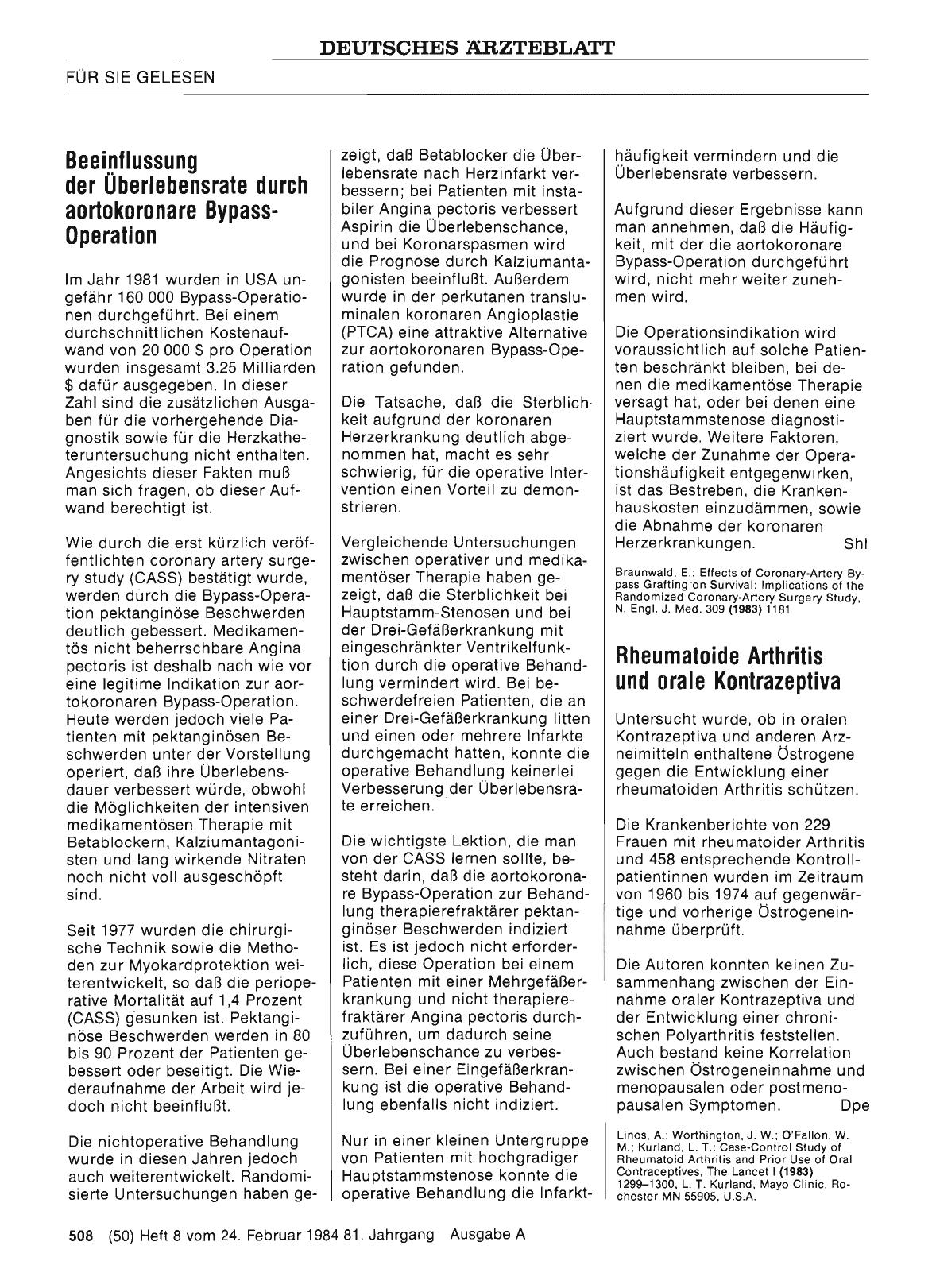 Vorschauseite 1: Beeinflussung der Überlebensrate durch aortokoronare Bypass-Operation