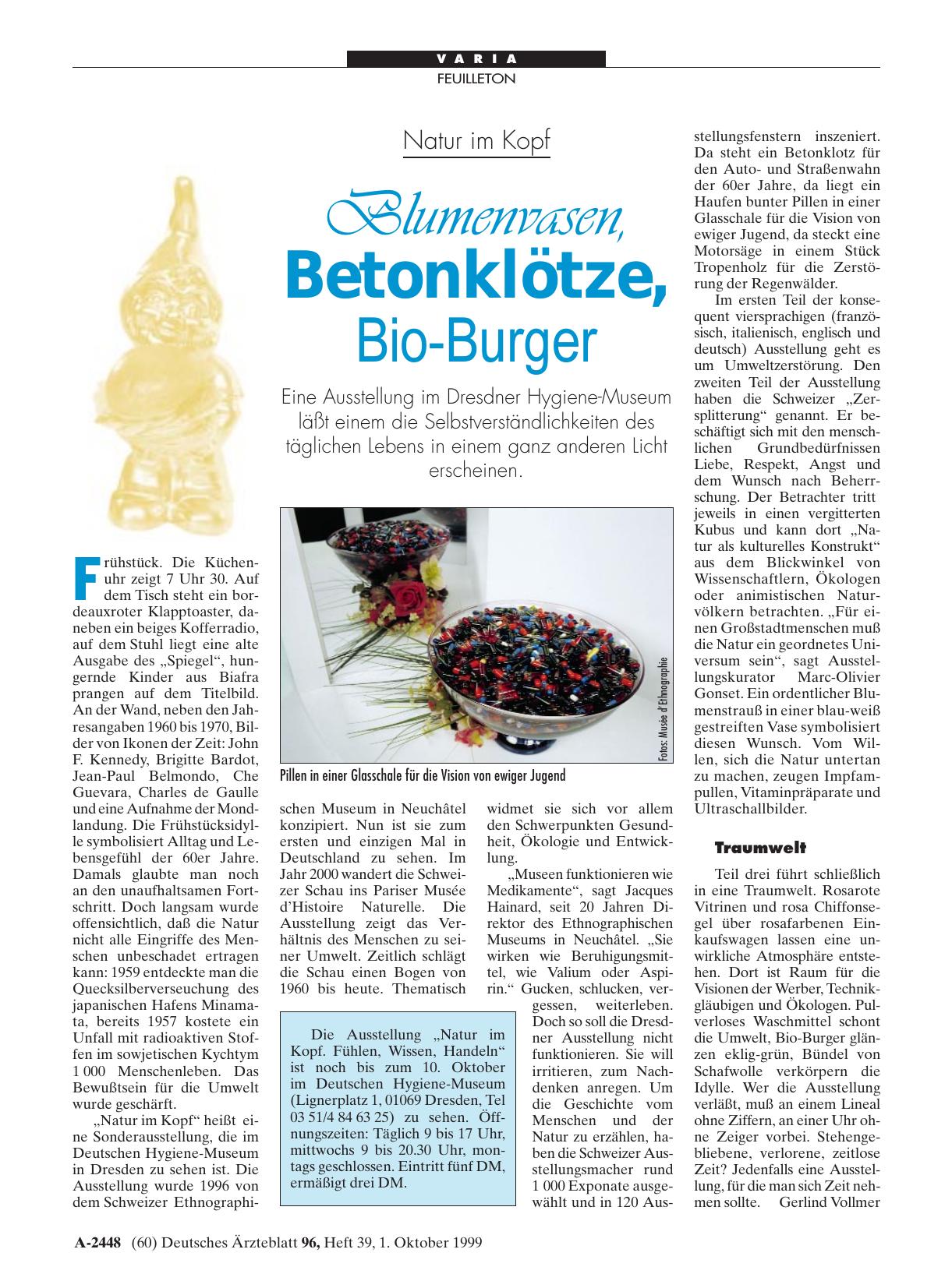 Vorschauseite 1: Natur im Kopf: Blumenvasen, Betonklötze, Bio-Burger