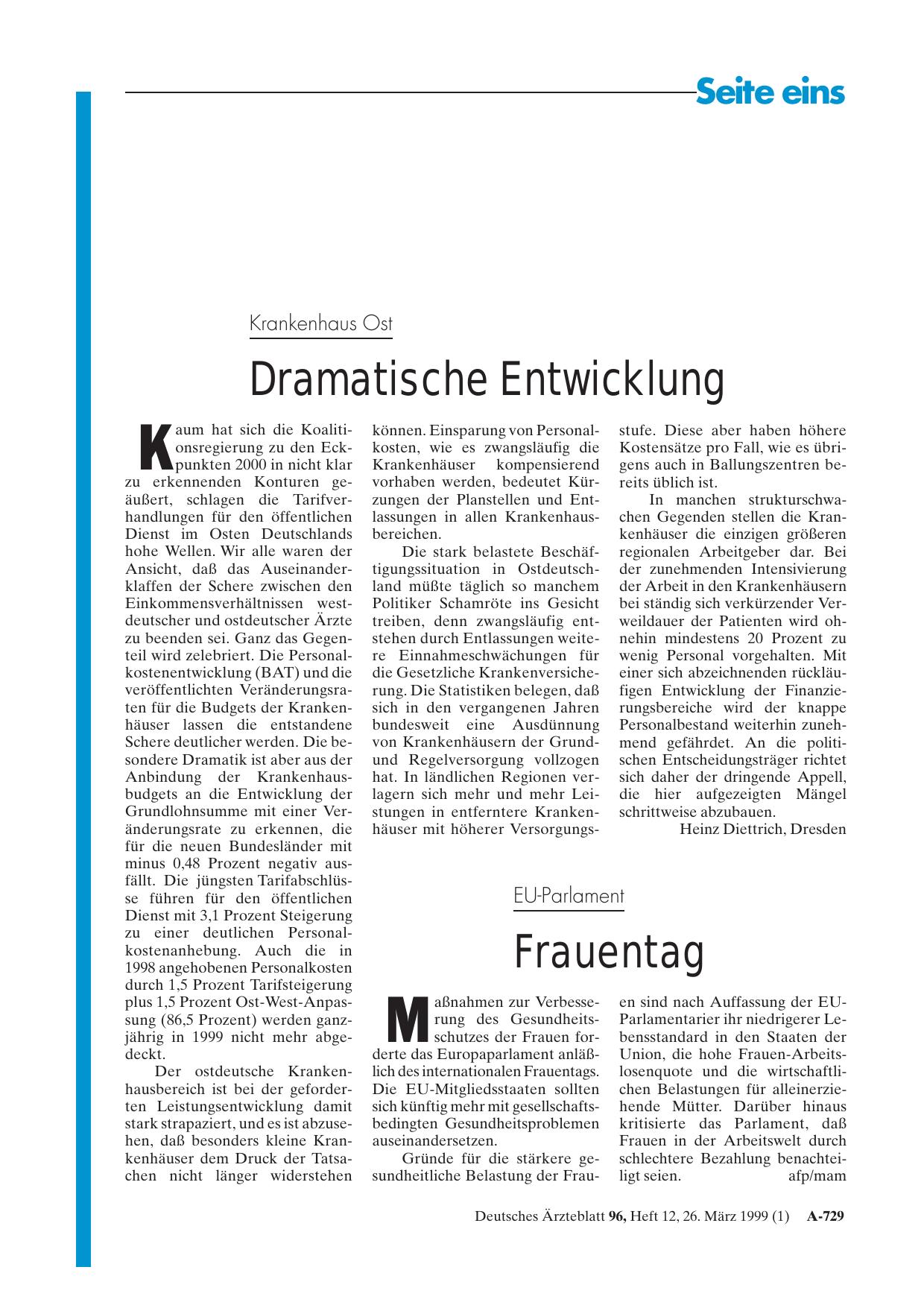 Vorschauseite 1: EU-Parlament: Frauentag