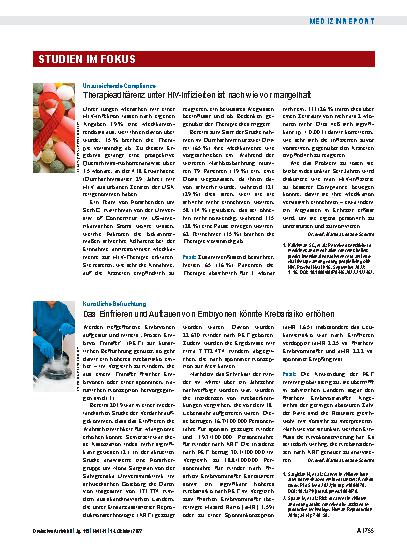 Vorschauseite 1: Künstliche Befruchtung: Das Einfrieren und Auftauen von Embryonen könnte Krebsrisiko erhöhen