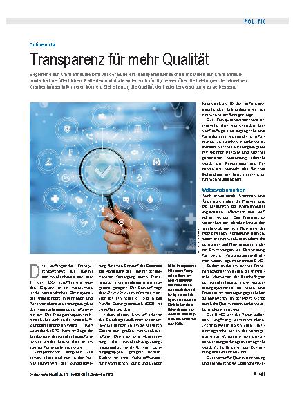 Vorschauseite 1: Onlineportal: Transparenz für mehr Qualität