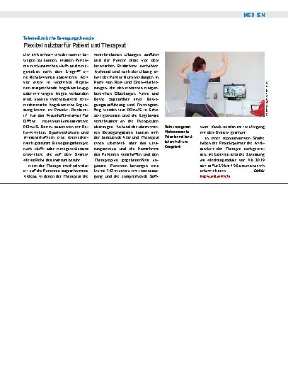 Vorschauseite 1: Telemedizinische Bewegungstherapie: Flexibel nutzbar für Patient und Therapeut