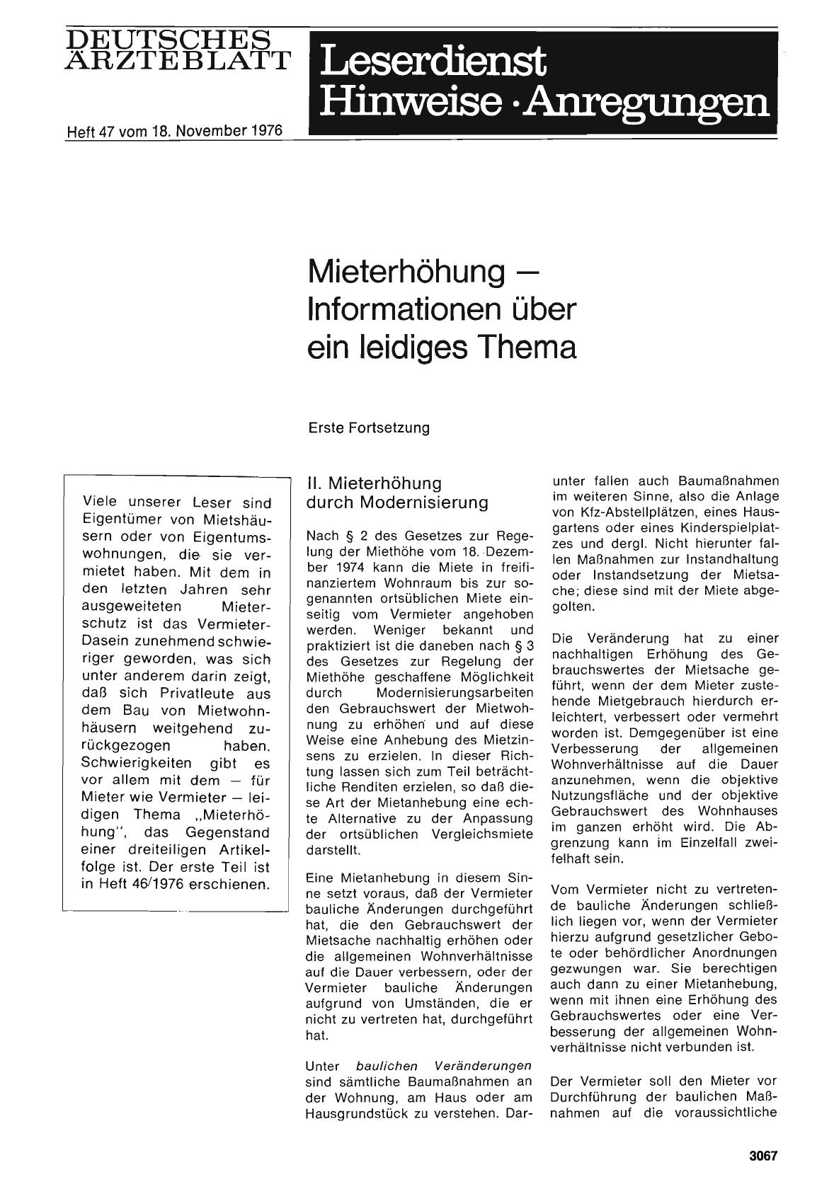 Vorschauseite 1: Mieterhöhung — Informationen über ein leidiges Thema