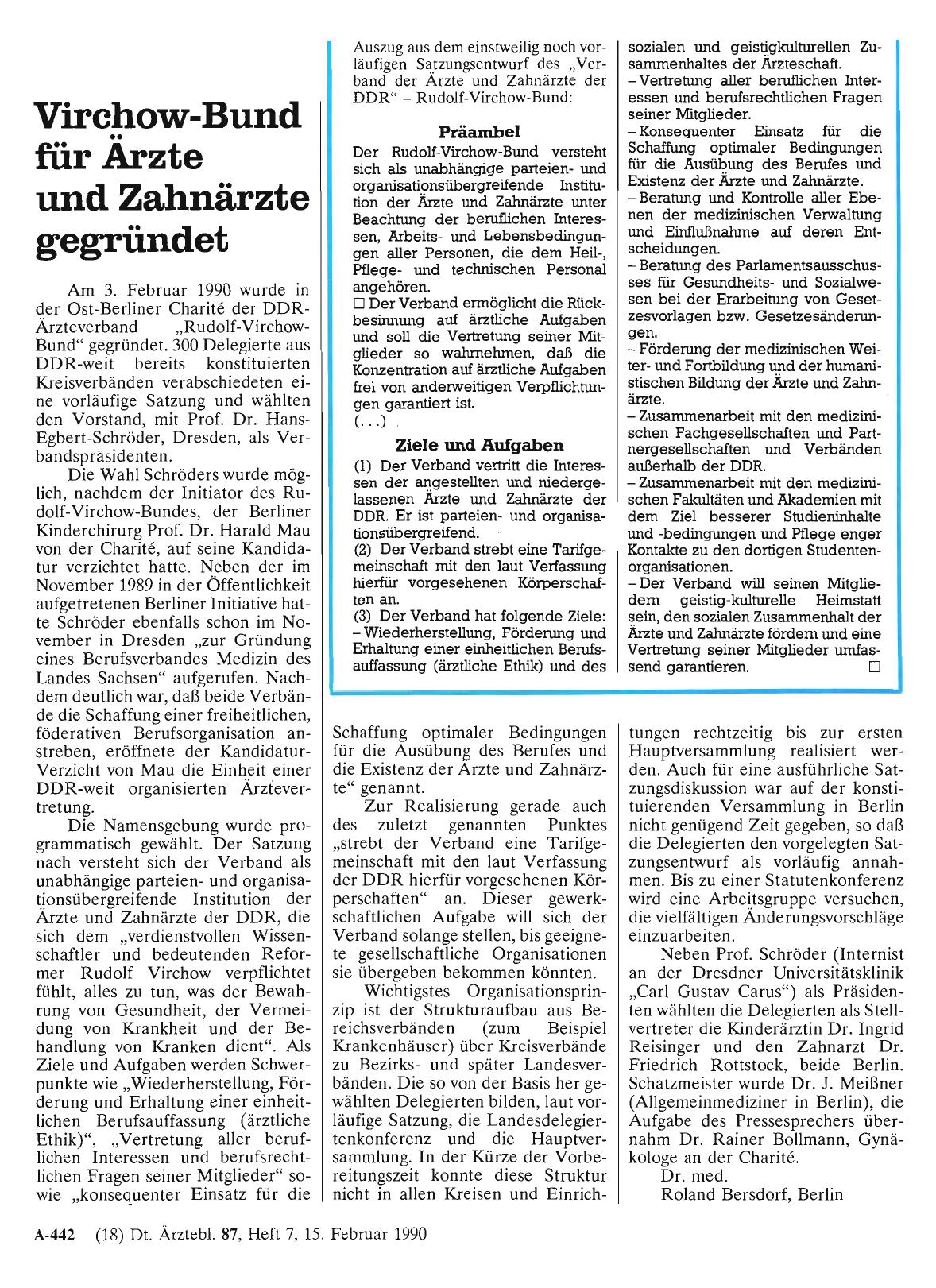 Vorschauseite 1: Virchow-Bund für Ärzte und Zahnärzte gegründet