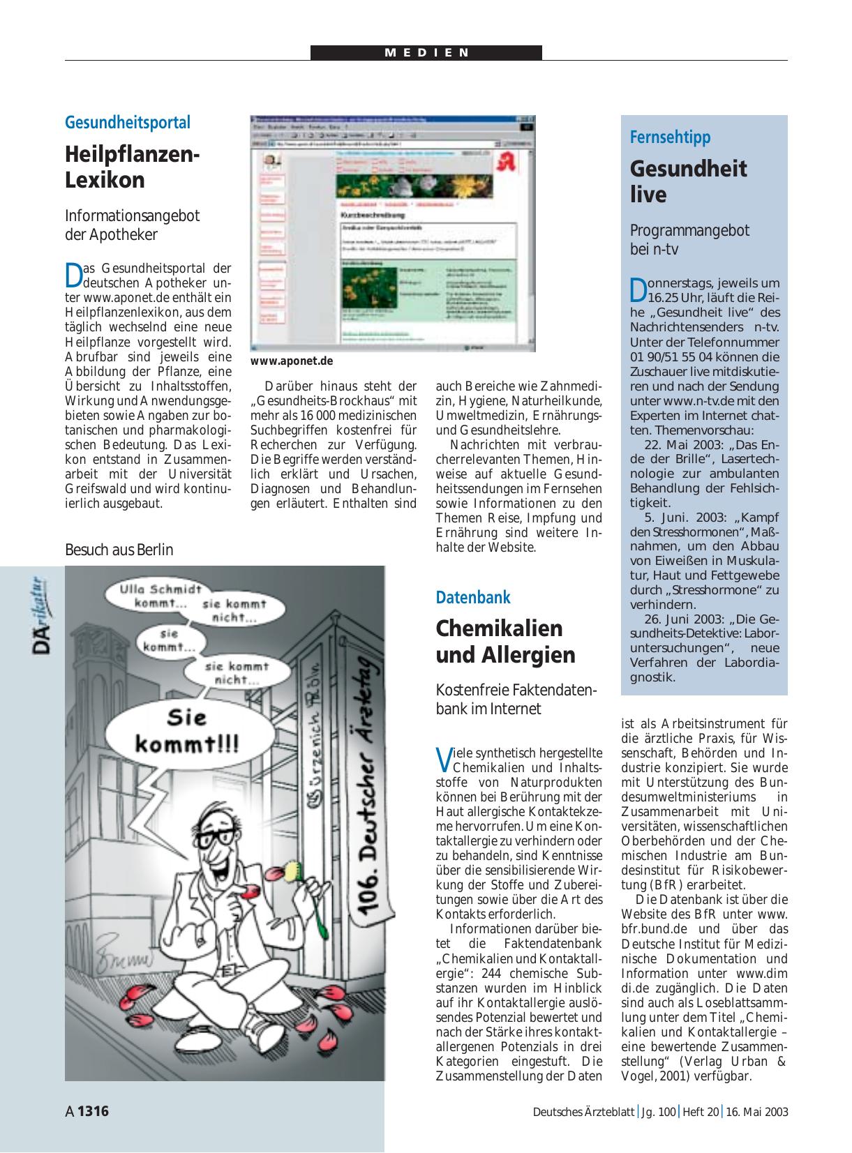 Vorschauseite 1: Datenbank: Chemikalien und Allergien