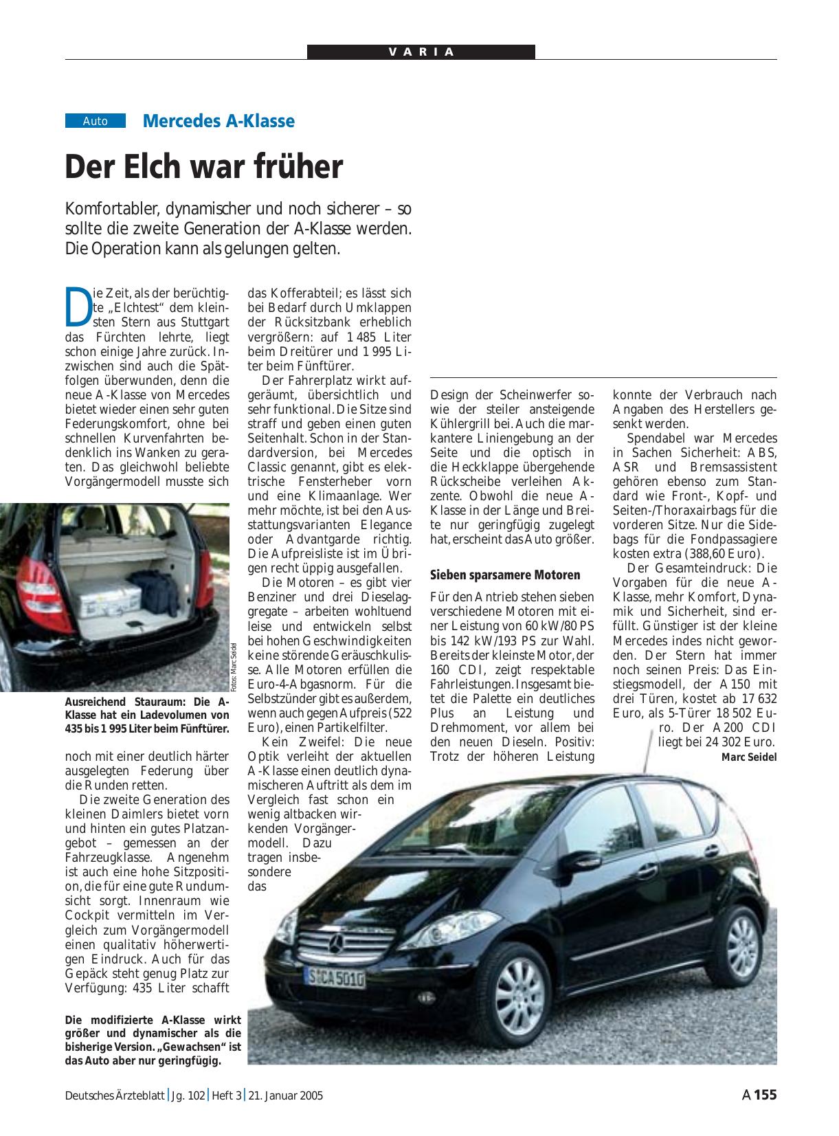Vorschauseite 1: Mercedes A-Klasse: Der Elch war früher