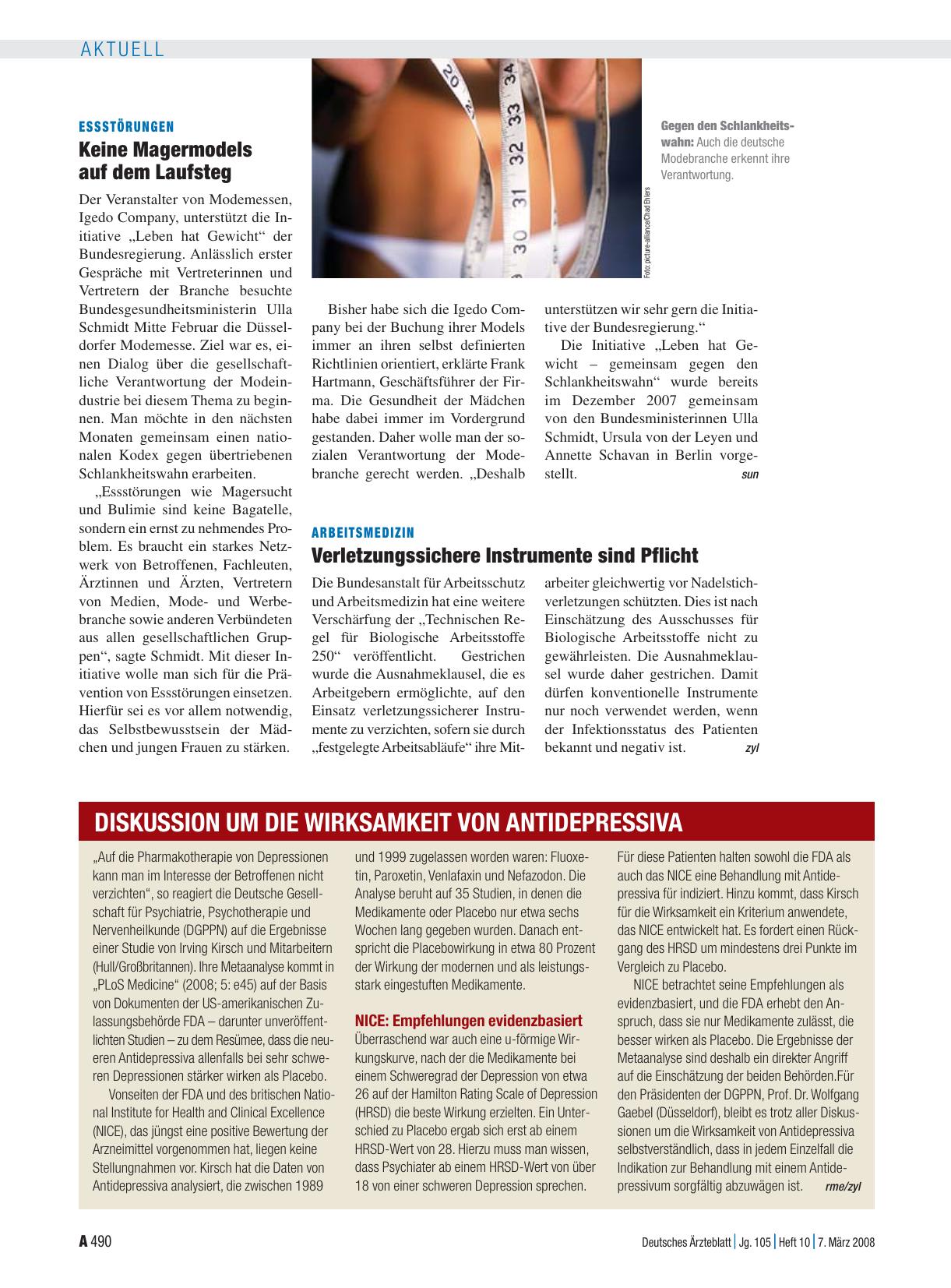 Vorschauseite 1: Diskussion um die Wirksamkeit von Antidepressiva