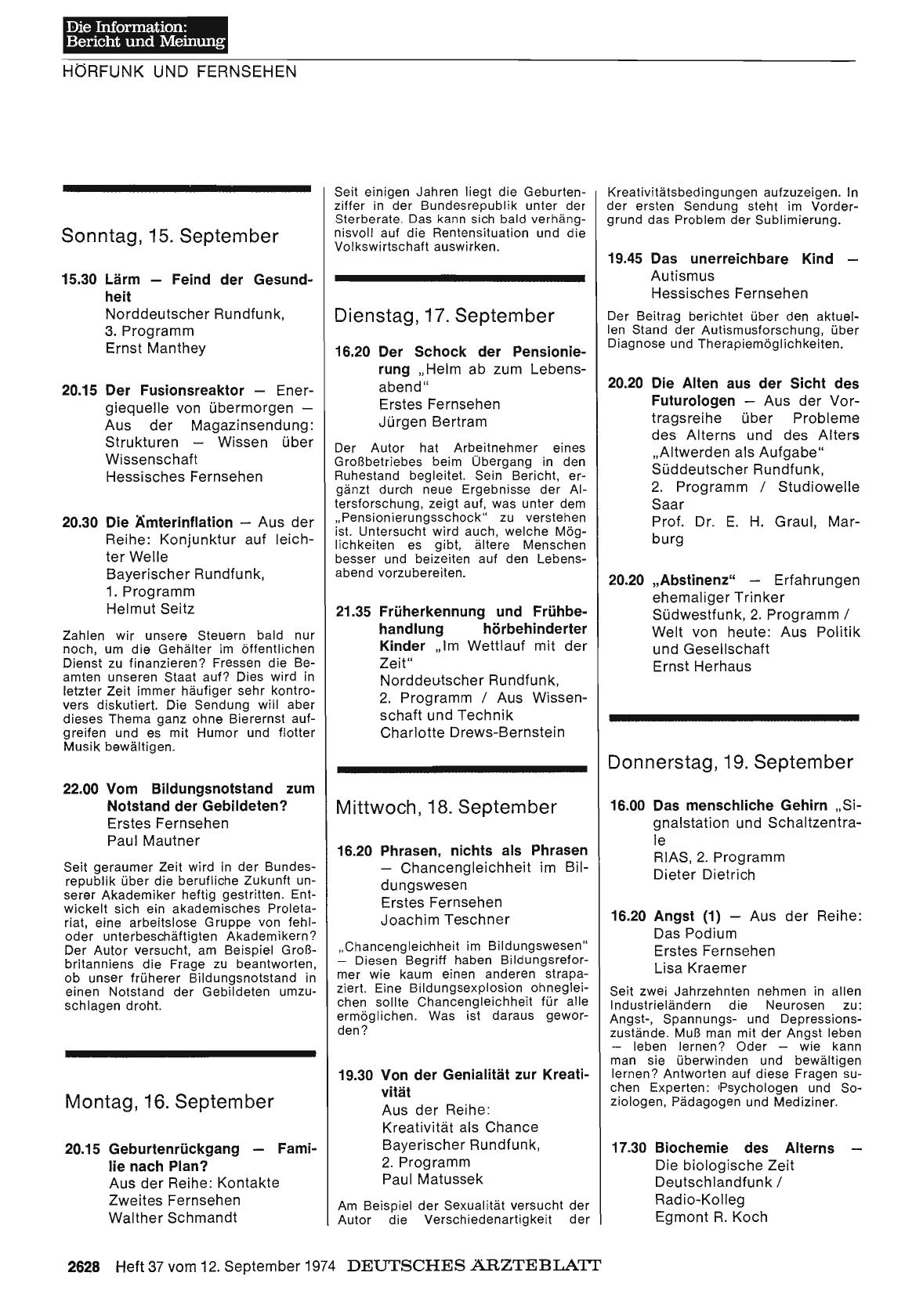 Vorschauseite 1: Hörfunk und Fernsehen