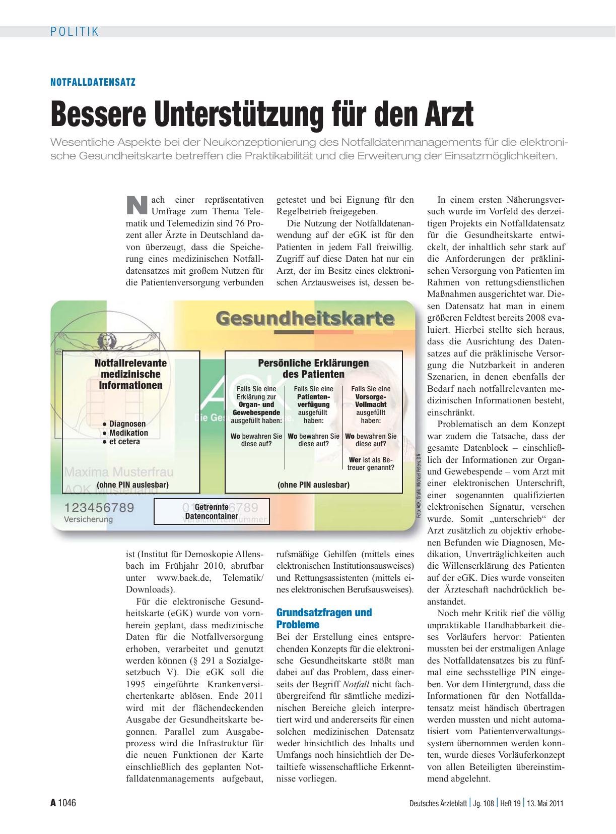 Vorschauseite 1: Notfalldatensatz: Bessere Unterstützung für den Arzt