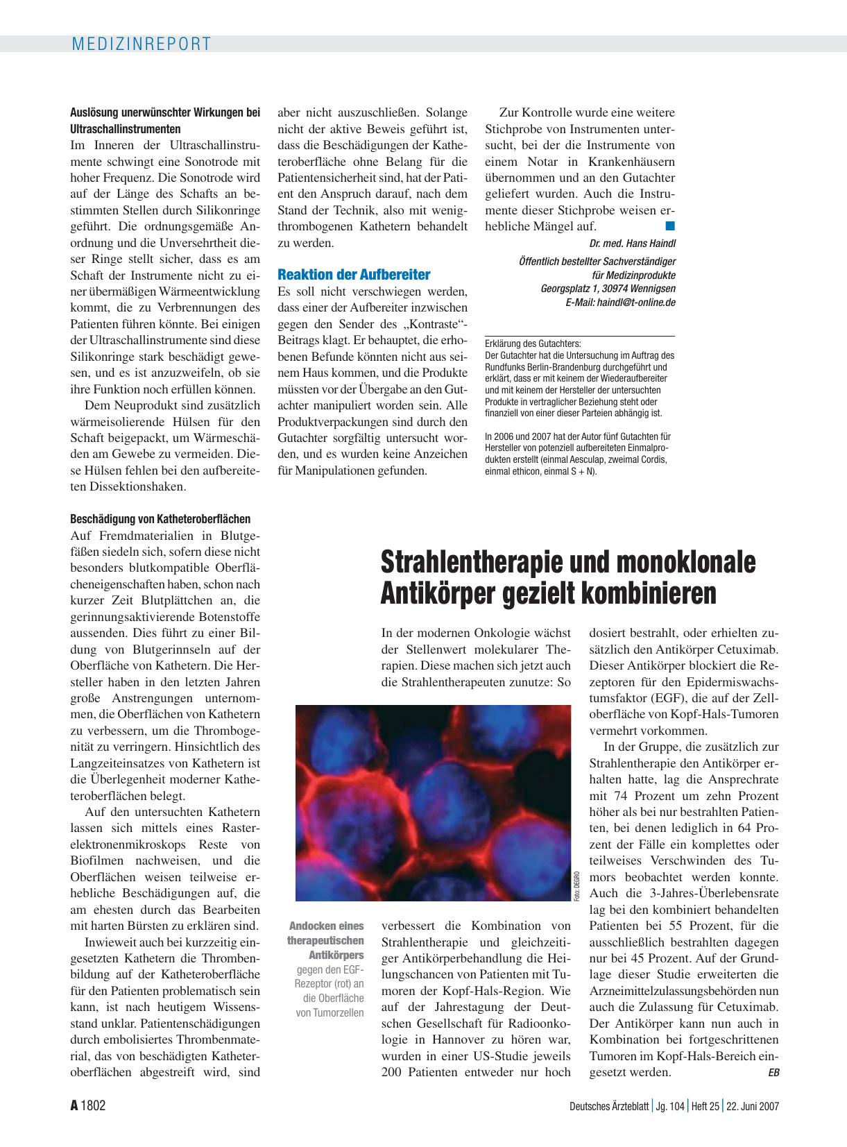 Vorschauseite 1: Strahlentherapie und monoklonale Antikörper gezielt kombinieren