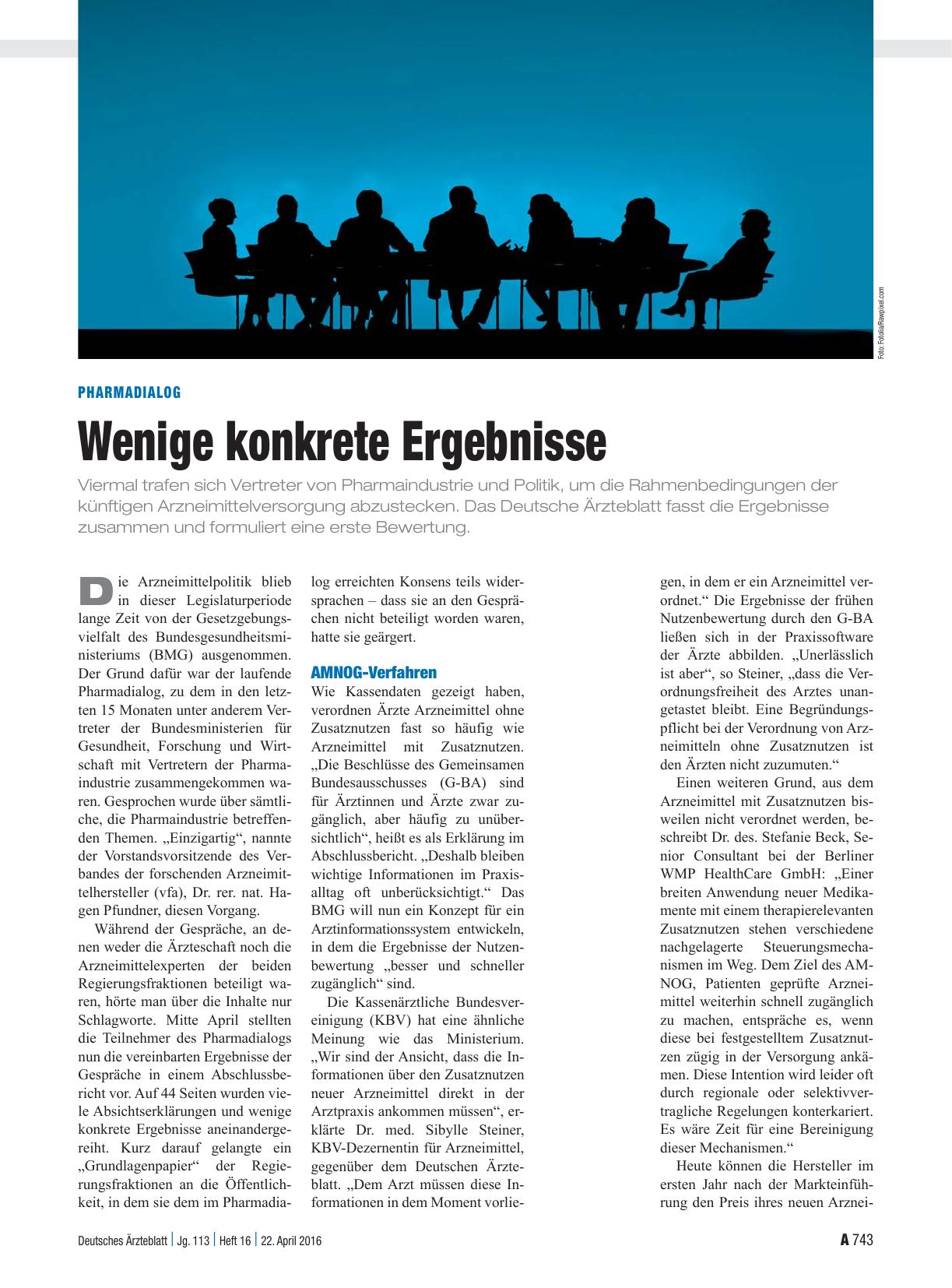 Vorschauseite 1: Pharmadialog: Wenige konkrete Ergebnisse