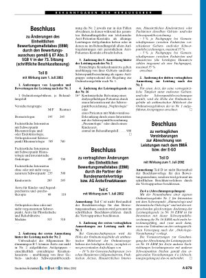 Vorschauseite 1: Beschluss zu vertraglichen Vereinbarungen zur Abrechnung von Leistungen nach dem BMÄ bzw. der E-GO
