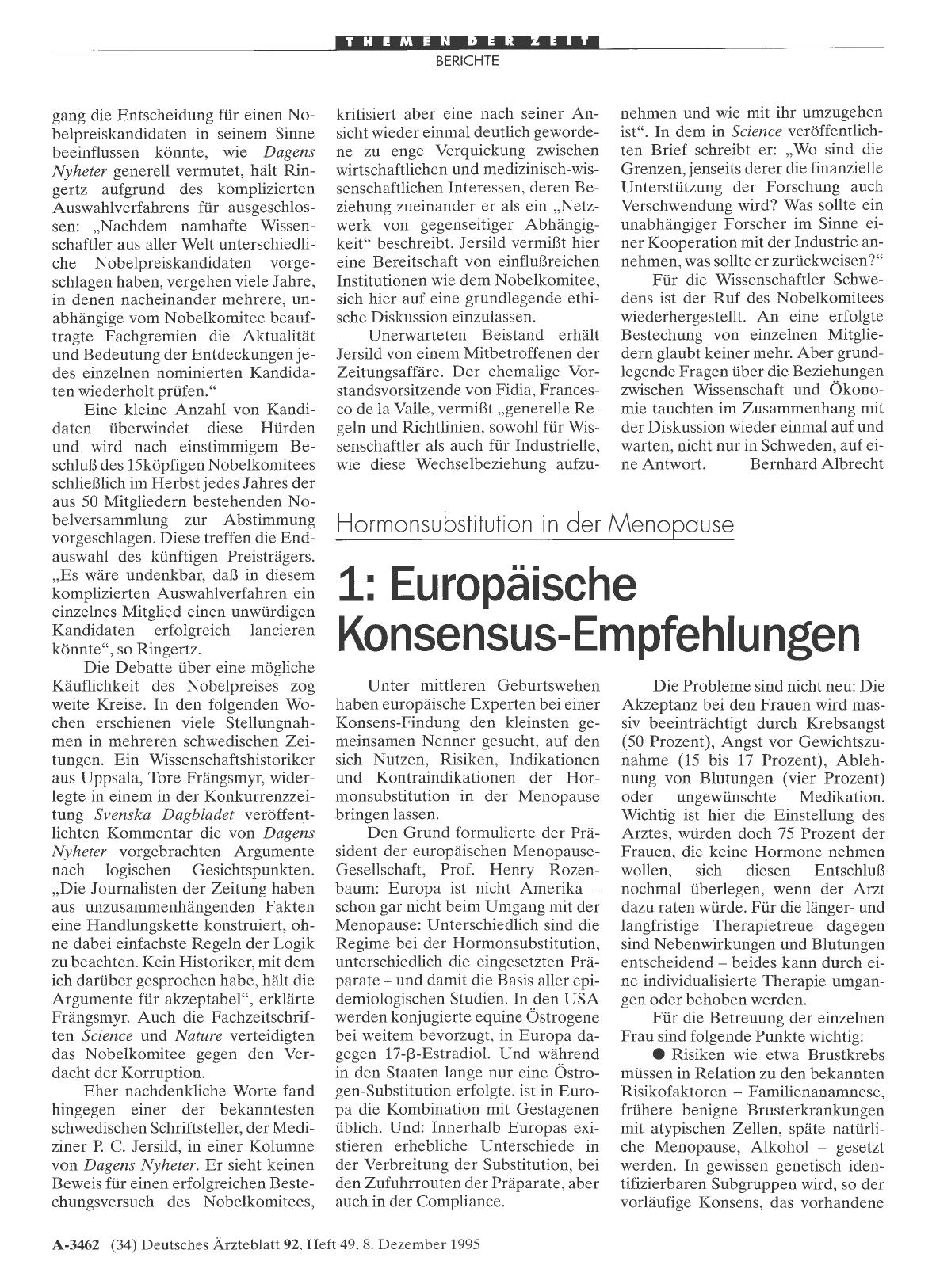 Vorschauseite 1: Hormonsubstitution in der Menopause: 1: Europäische Konsensus-Empfehlungen