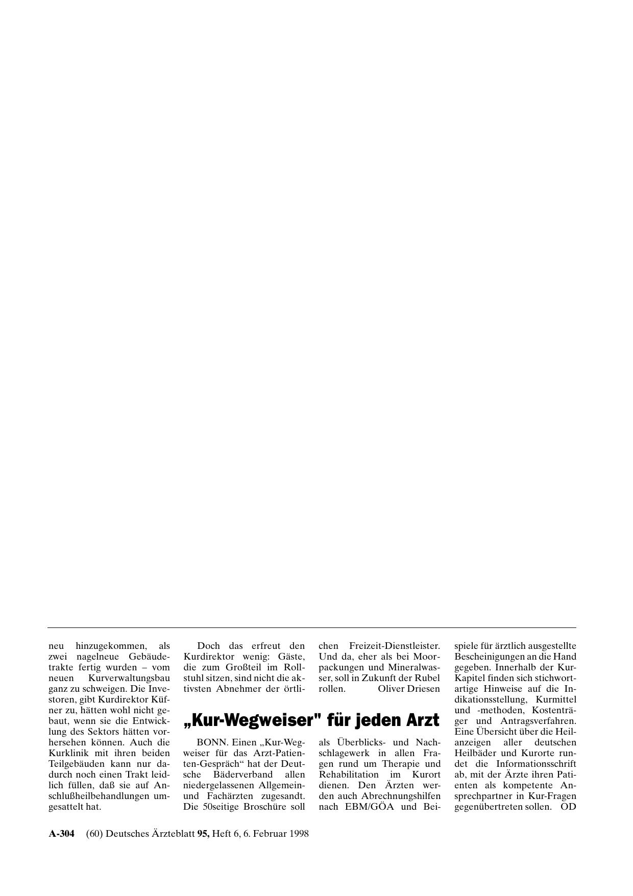 Vorschauseite 1: „Kur-Wegweiser„ für jeden Arzt