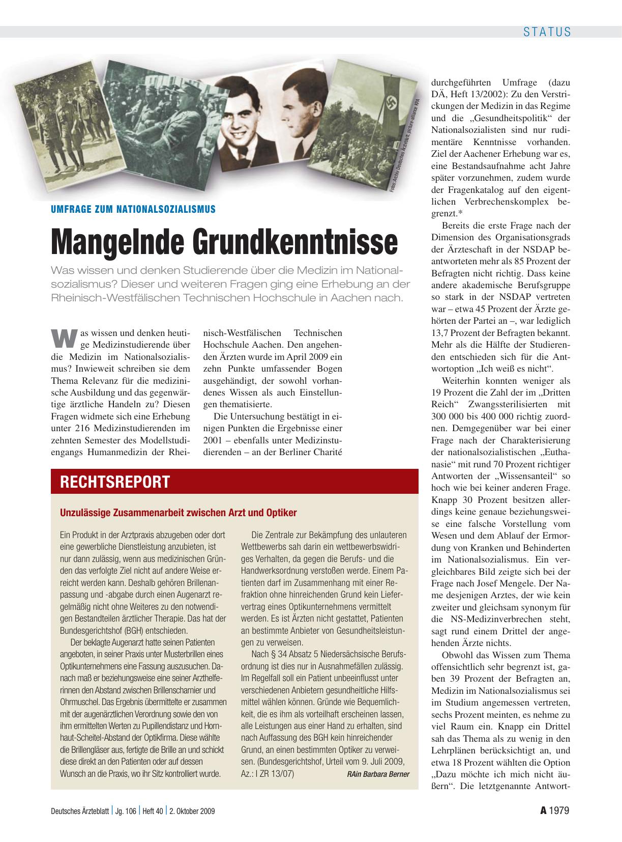 Vorschauseite 1: Umfrage zum Nationalsozialismus: Mangelnde Grundkenntnisse
