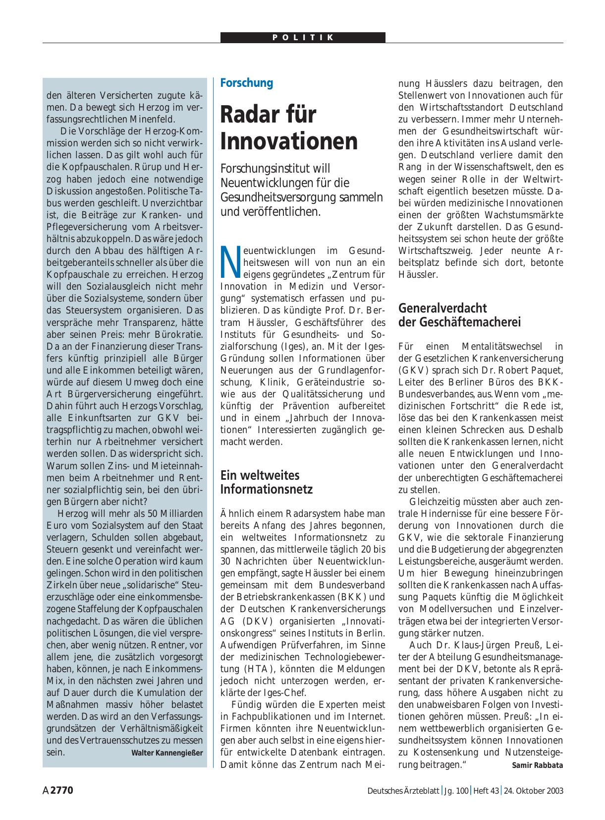 Vorschauseite 1: Forschung: Radar für Innovationen