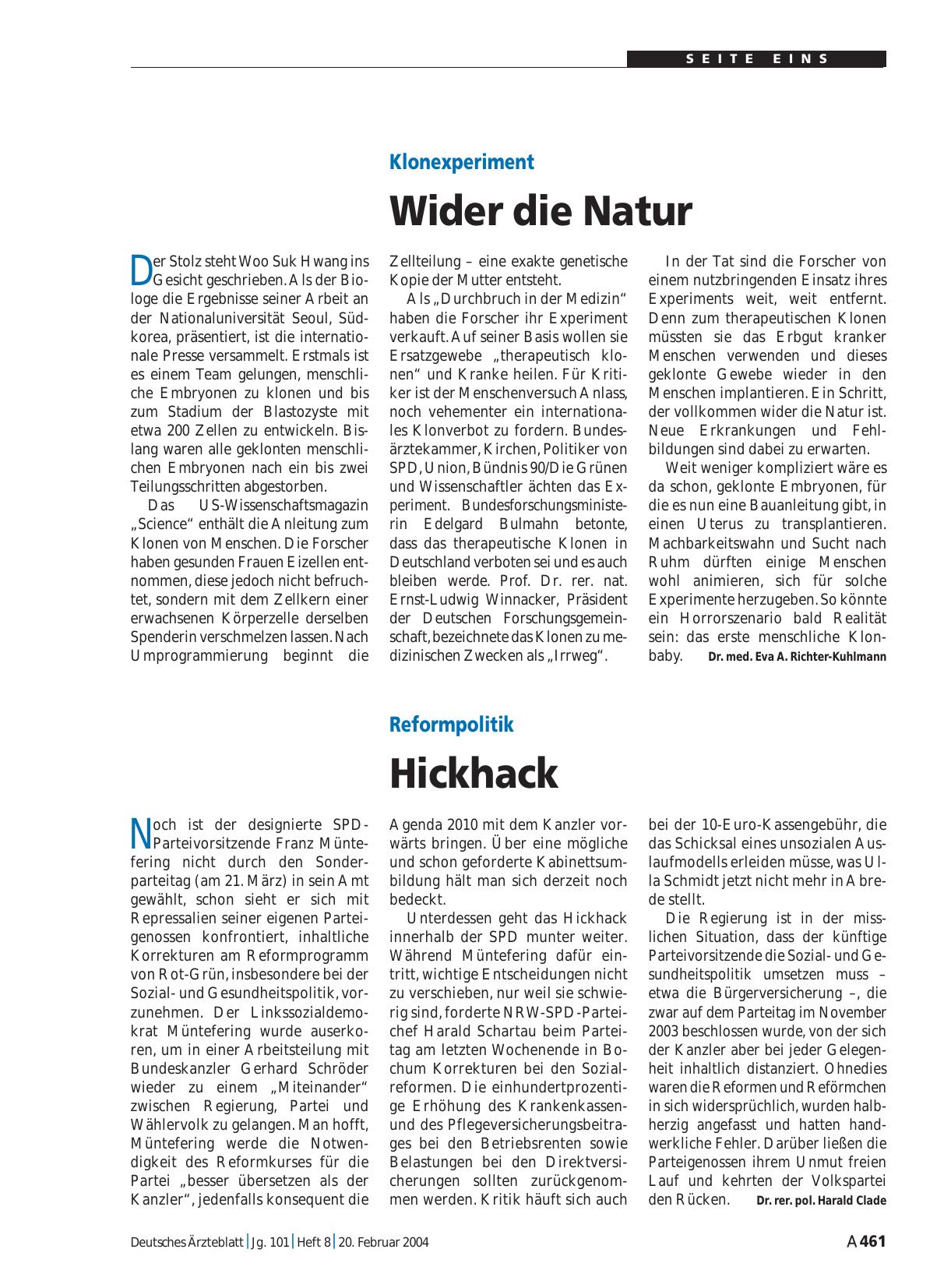 Vorschauseite 1: Klonexperiment: Wider die Natur