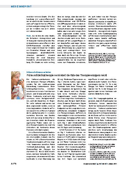 Vorschauseite 1: Schwere Asthmaexazerbation: Frühe Antibiotikatherapie vermindert die Rate des Therapieversagens leicht