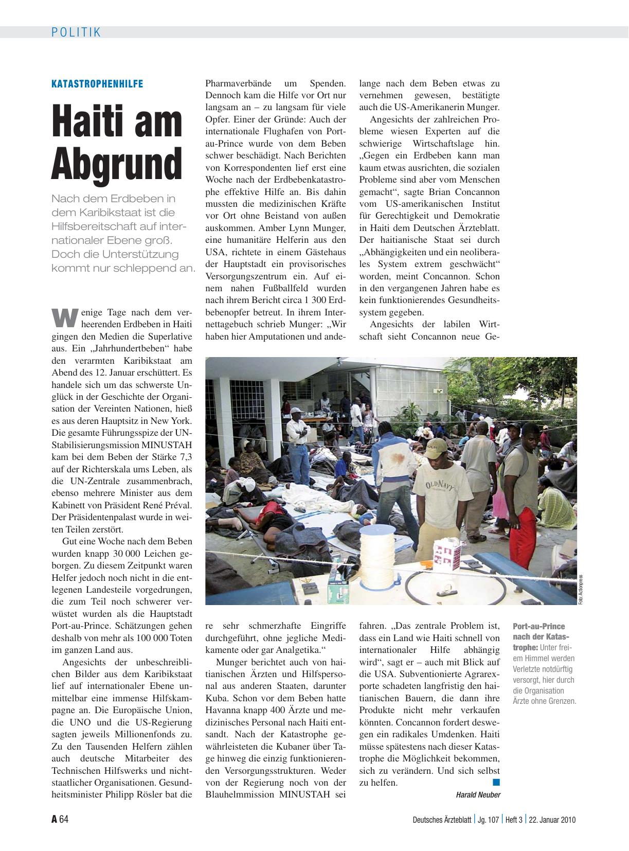 Vorschauseite 1: Katastrophenhilfe: Haiti am Abgrund