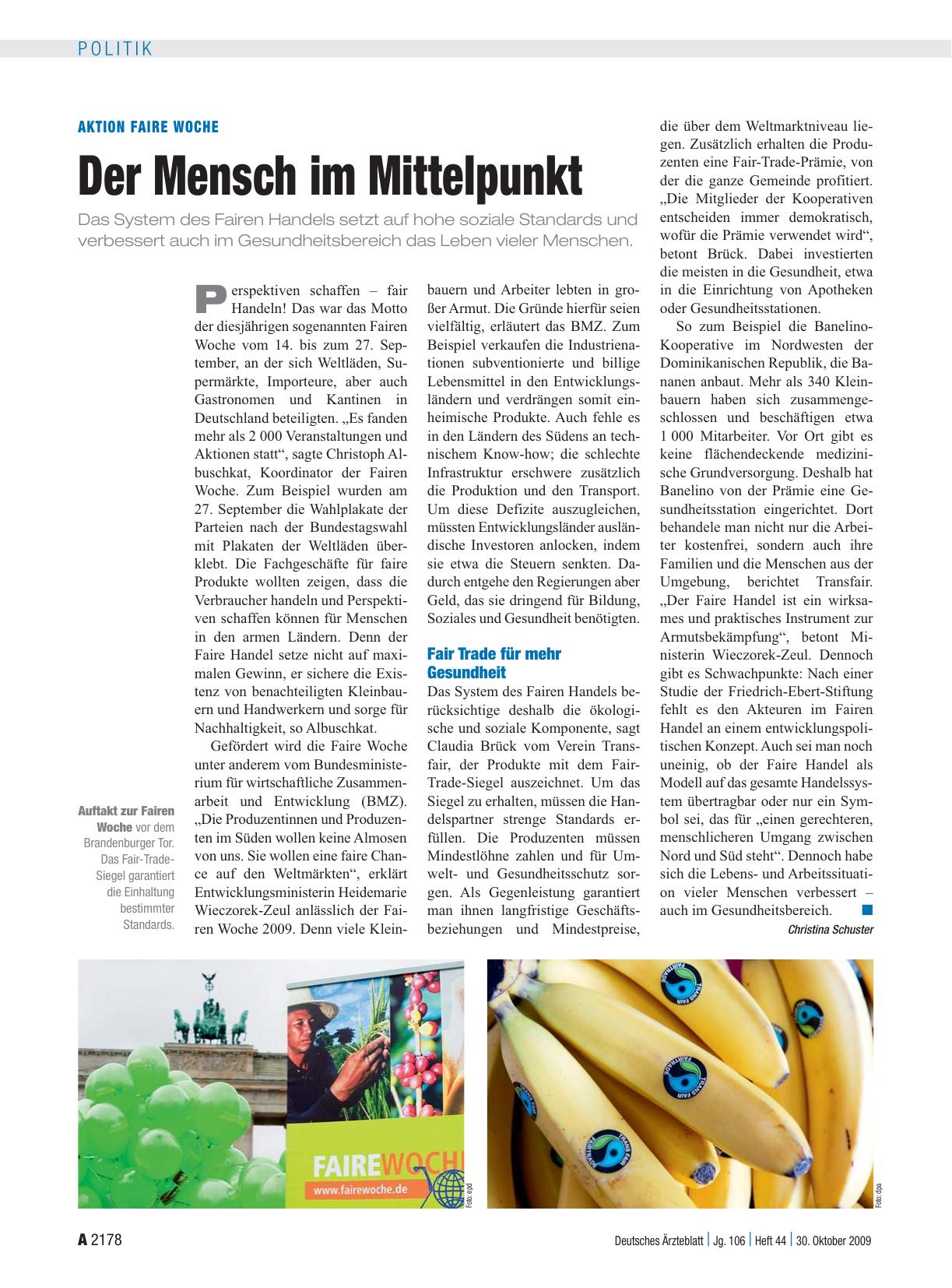 Vorschauseite 1: Aktion Faire Woche: Der Mensch im Mittelpunkt