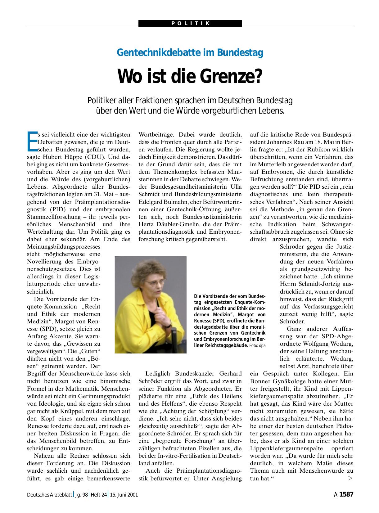 Vorschauseite 1: Gentechnikdebatte im Bundestag: Wo ist die Grenze?