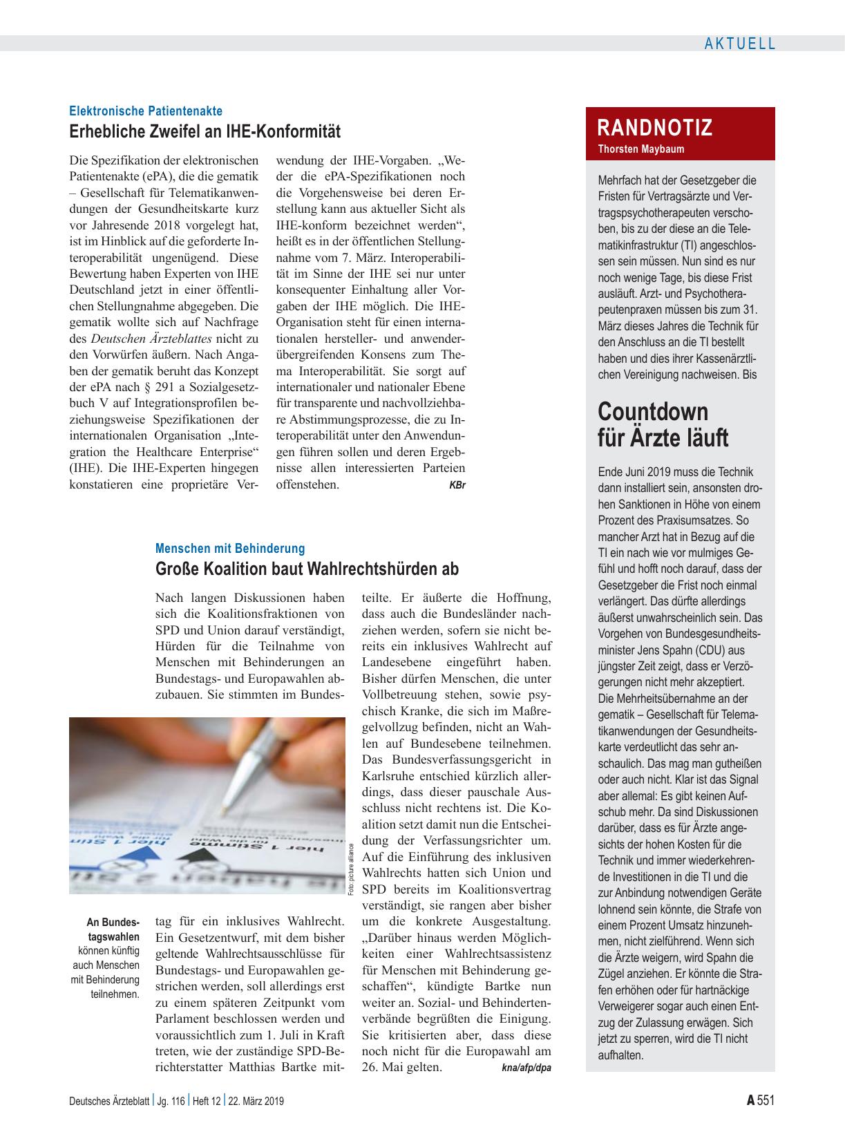 Vorschauseite 1: Menschen mit Behinderung: Große Koalition baut Wahlrechtshürden ab