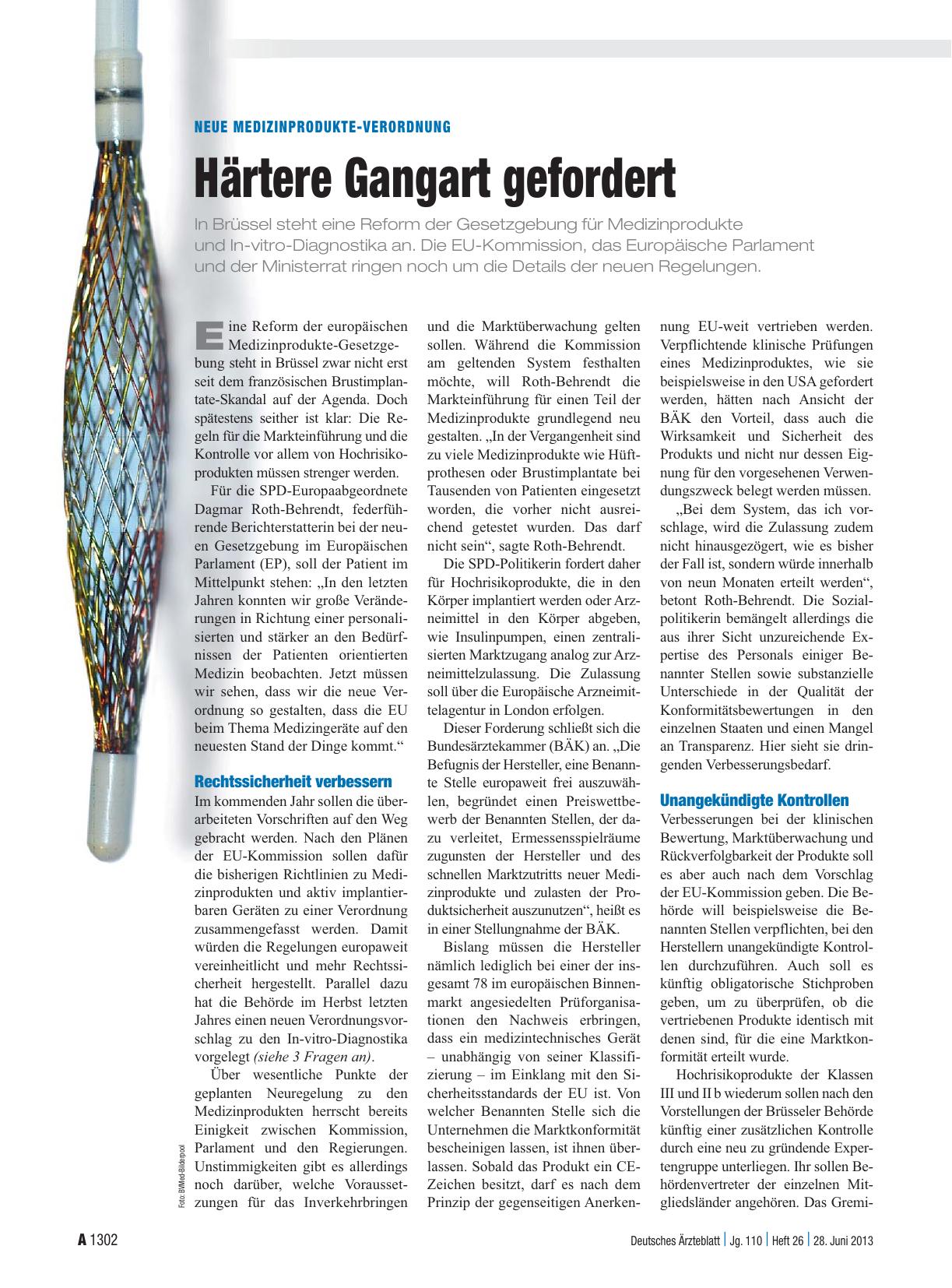 Vorschauseite 1: Neue Medizinprodukte-Verordnung: Härtere Gangart gefordert