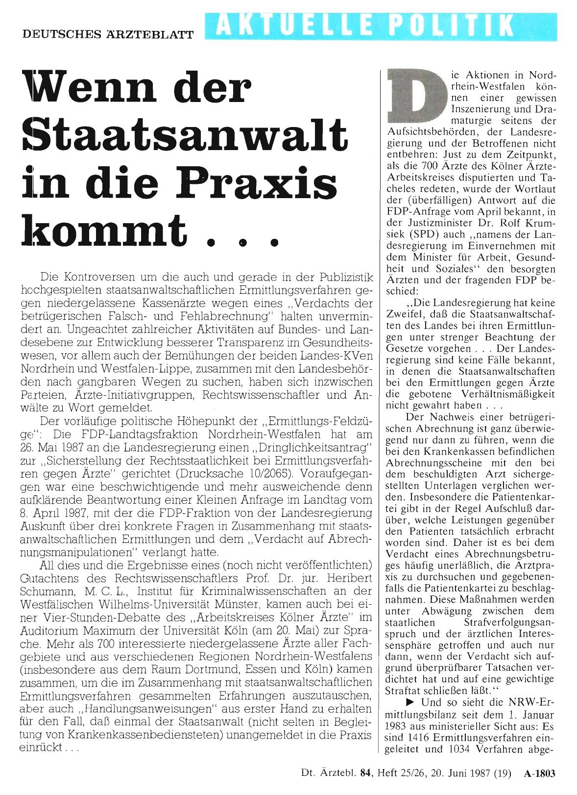 Vorschauseite 1: Wenn der Staatsanwalt in die Praxis kommt. ..