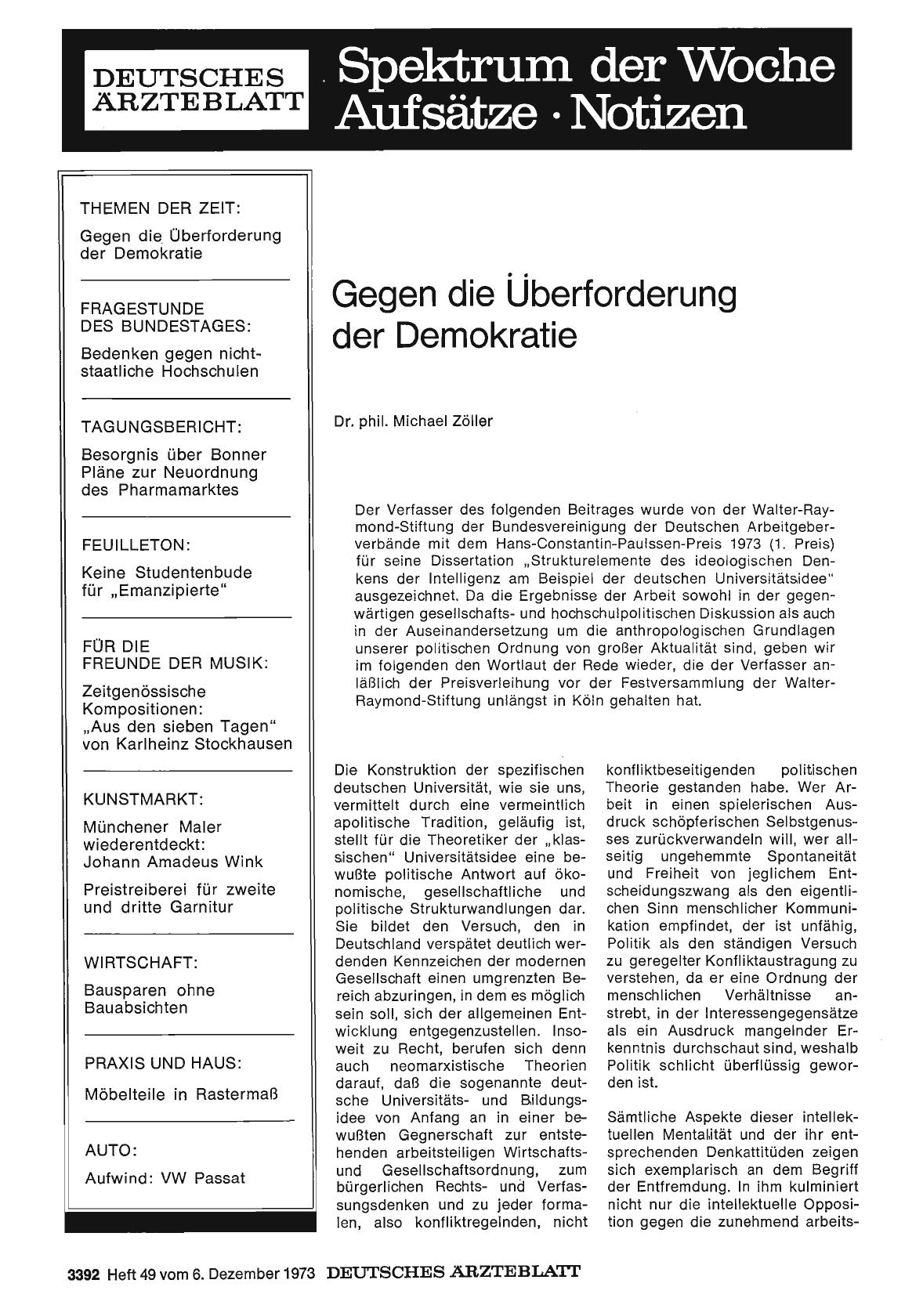 Vorschauseite 1: Gegen die Überforderung der Demokratie