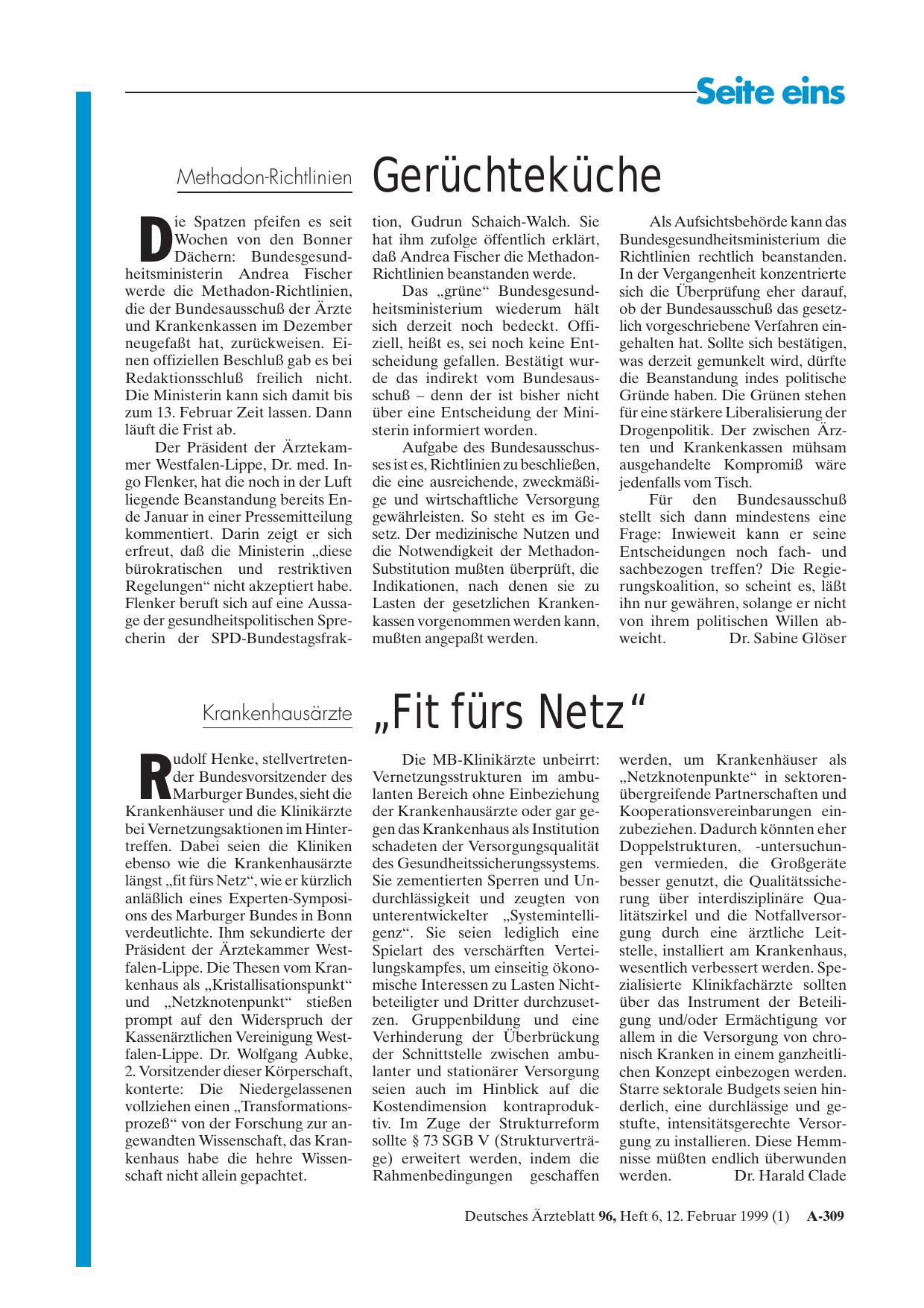 Vorschauseite 1: Methadon-Richtlinien: Gerüchteküche