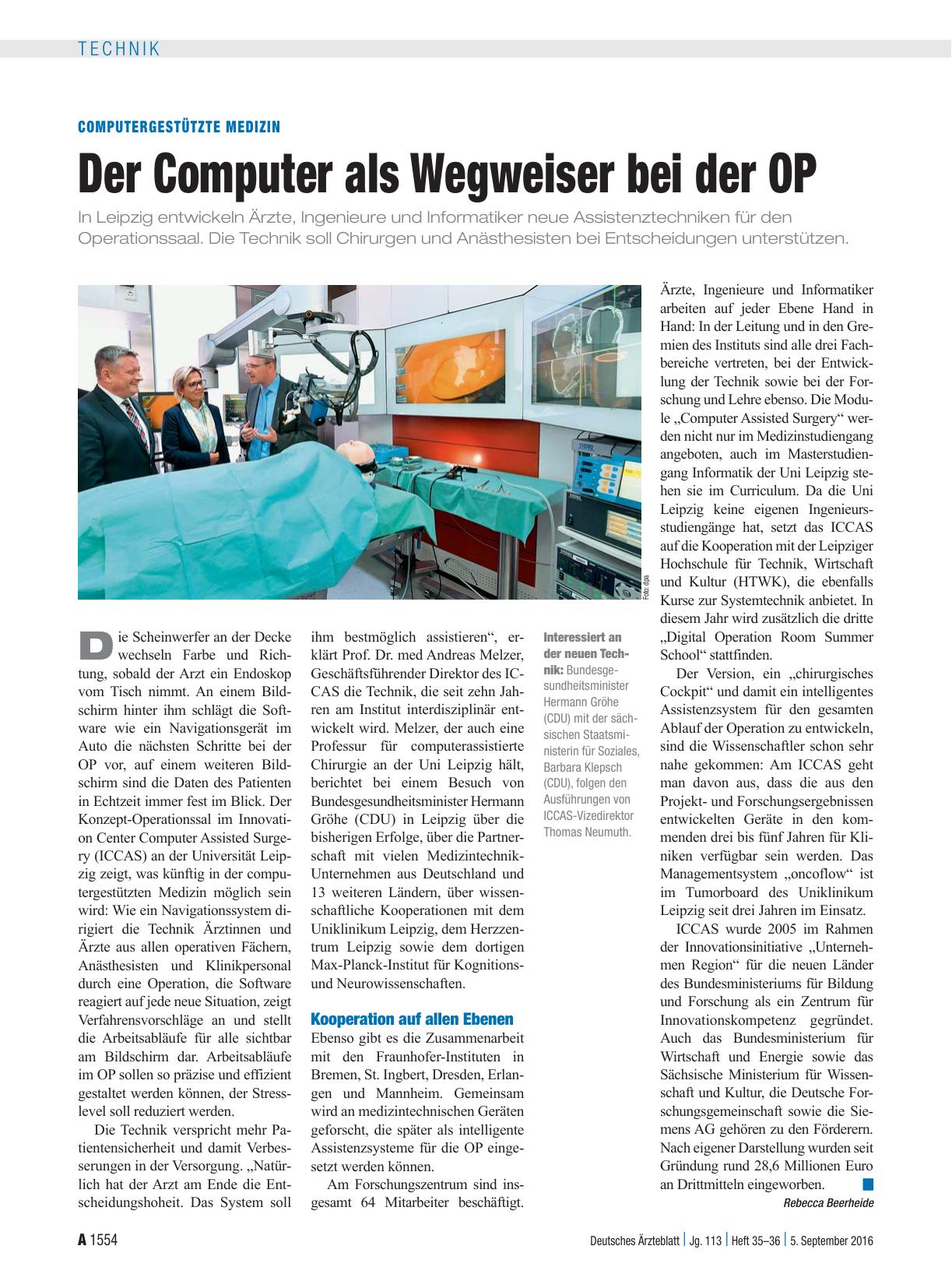 Vorschauseite 1: Computergestützte Medizin: Der Computer als Wegweiser bei der OP