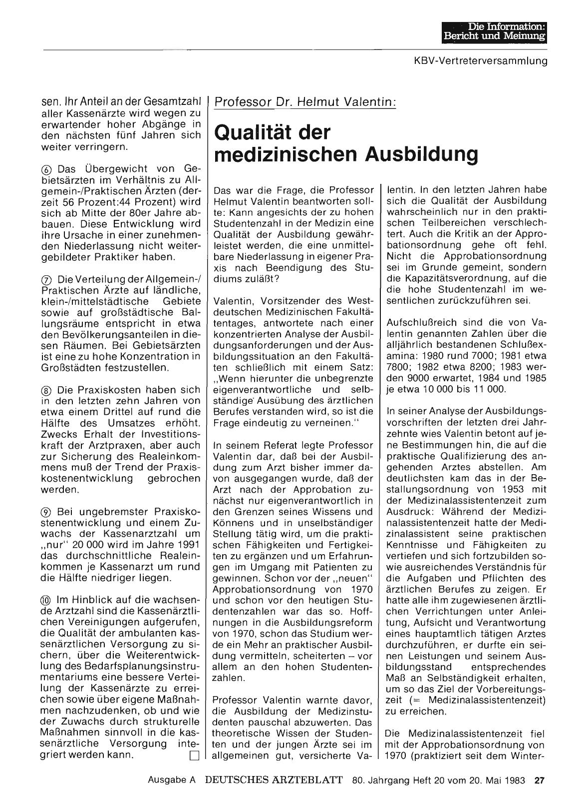 Vorschauseite 1: Professor Dr. Helmut Valentin: Qualität der medizinischen Ausbildung