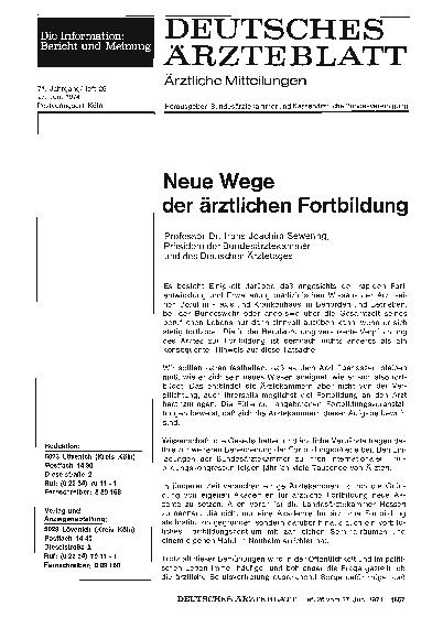 Vorschauseite 1: Neue Wege der ärztlichen Fortbildung