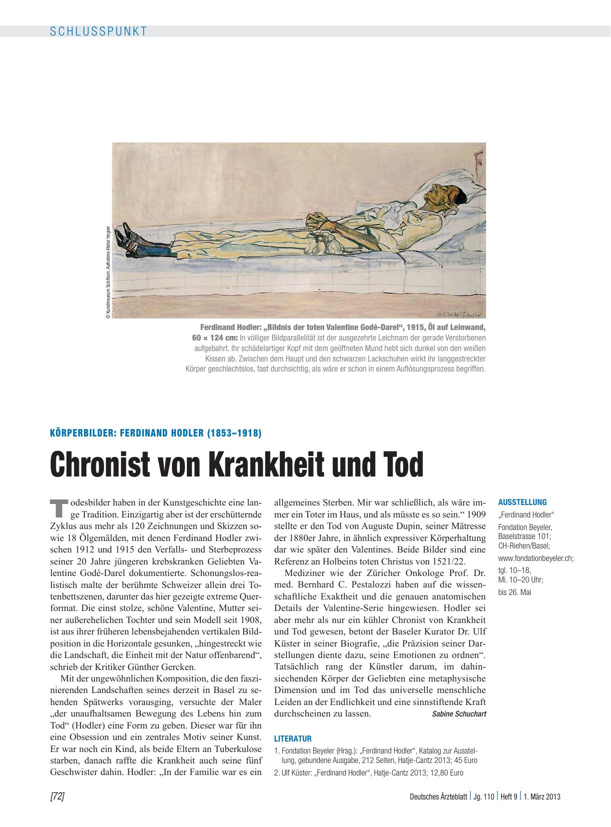 Vorschauseite 1: Körperbilder: Ferdinand Hodler (1853 – 1918) – Chronist von Krankheit und Tod