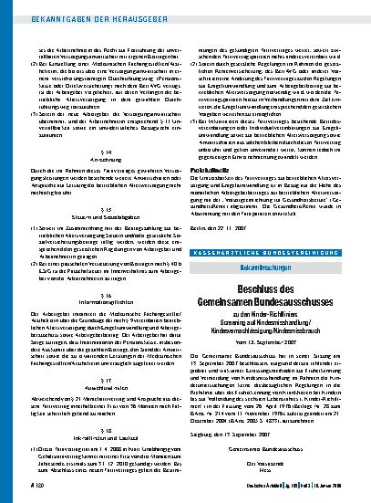 Vorschauseite 1: Bekanntmachungen: Beschluss des Gemeinsamen Bundesausschusses