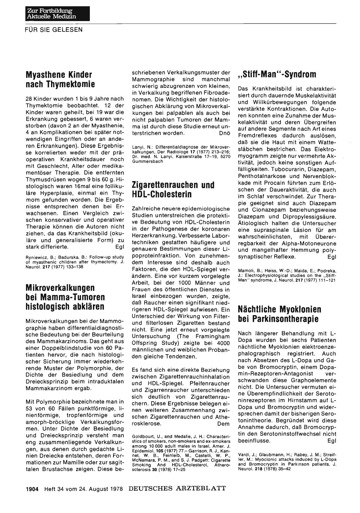 Vorschauseite 1: Zigarettenrauchen und HDL-Cholesterin