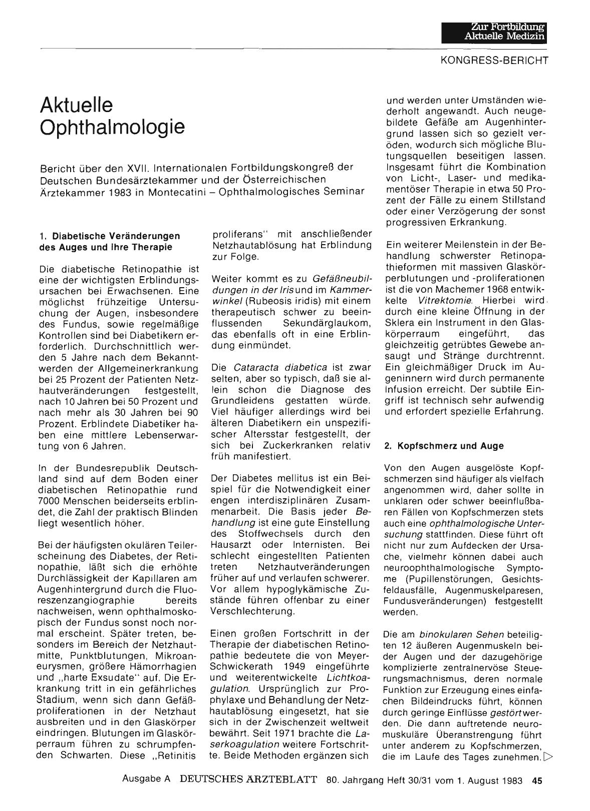 Vorschauseite 1: Aktuelle Ophthalmologie