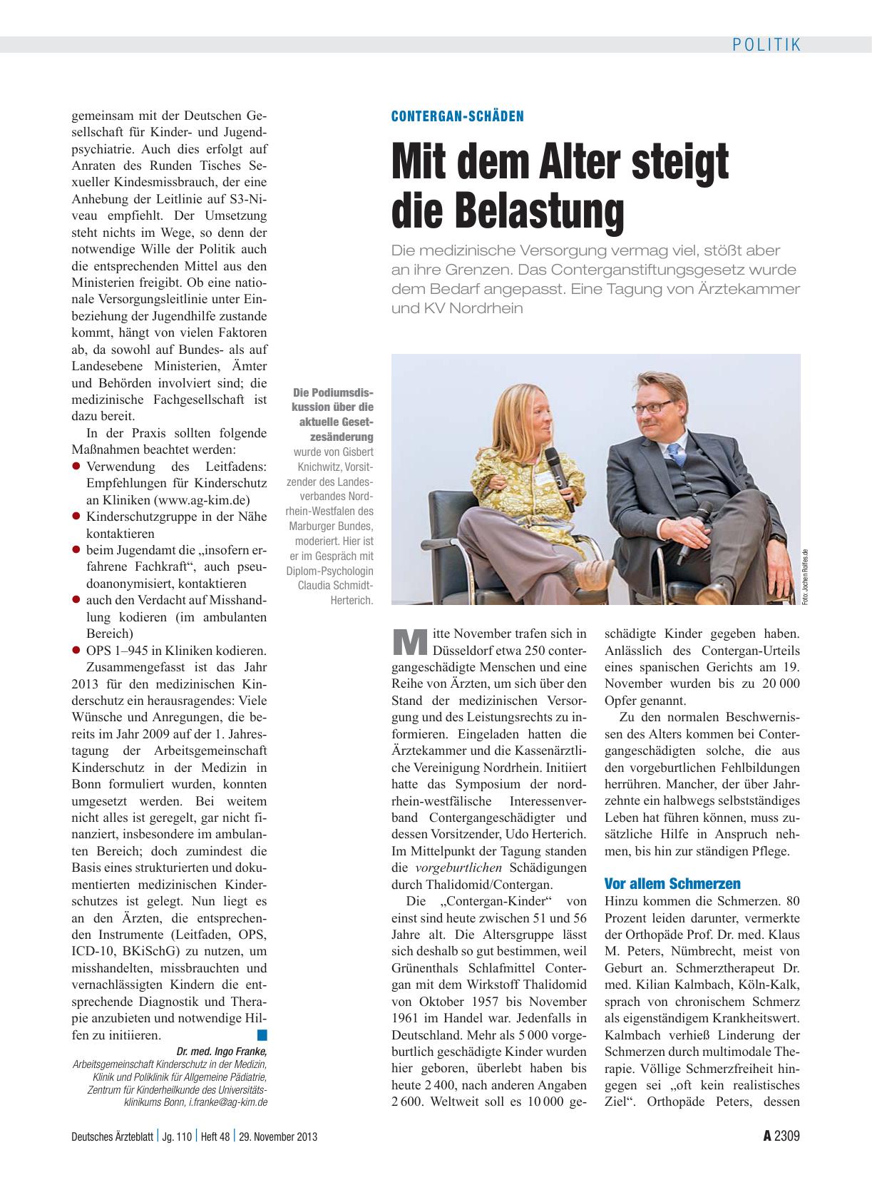 Vorschauseite 1: Contergan-Schäden: Mit dem Alter steigt die Belastung
