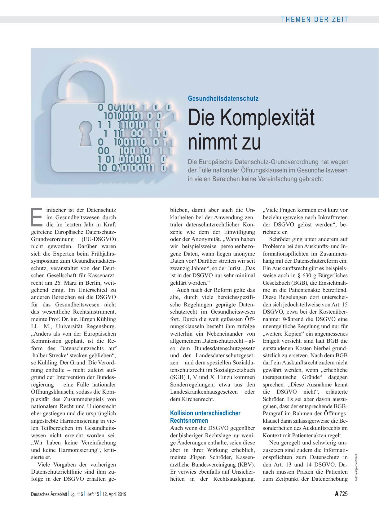 Vorschauseite 1: Gesundheitsdatenschutz: Die Komplexität nimmt zu